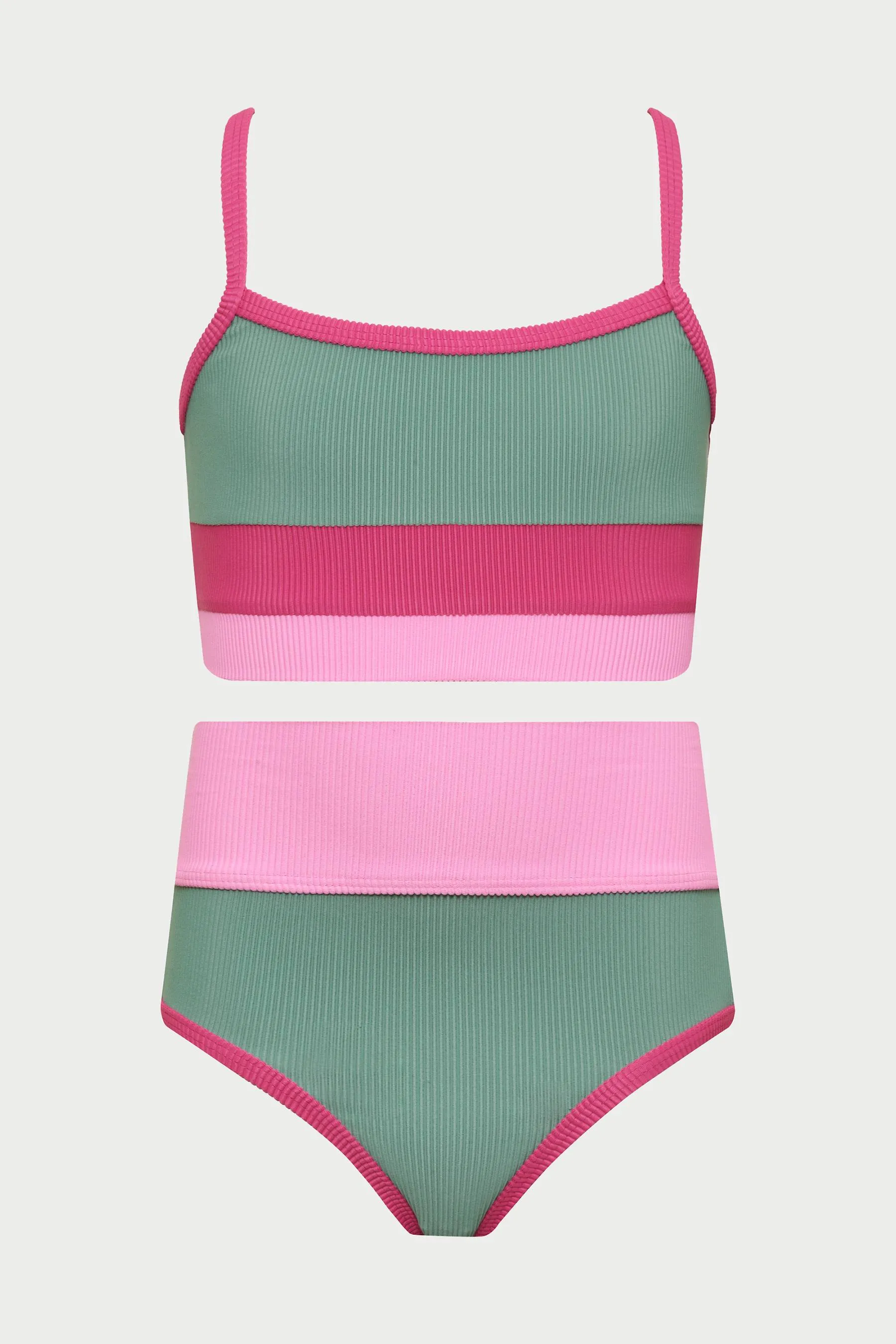 Litte Eva & Emmie Set Sage Bloom Colorblock Beach Riot