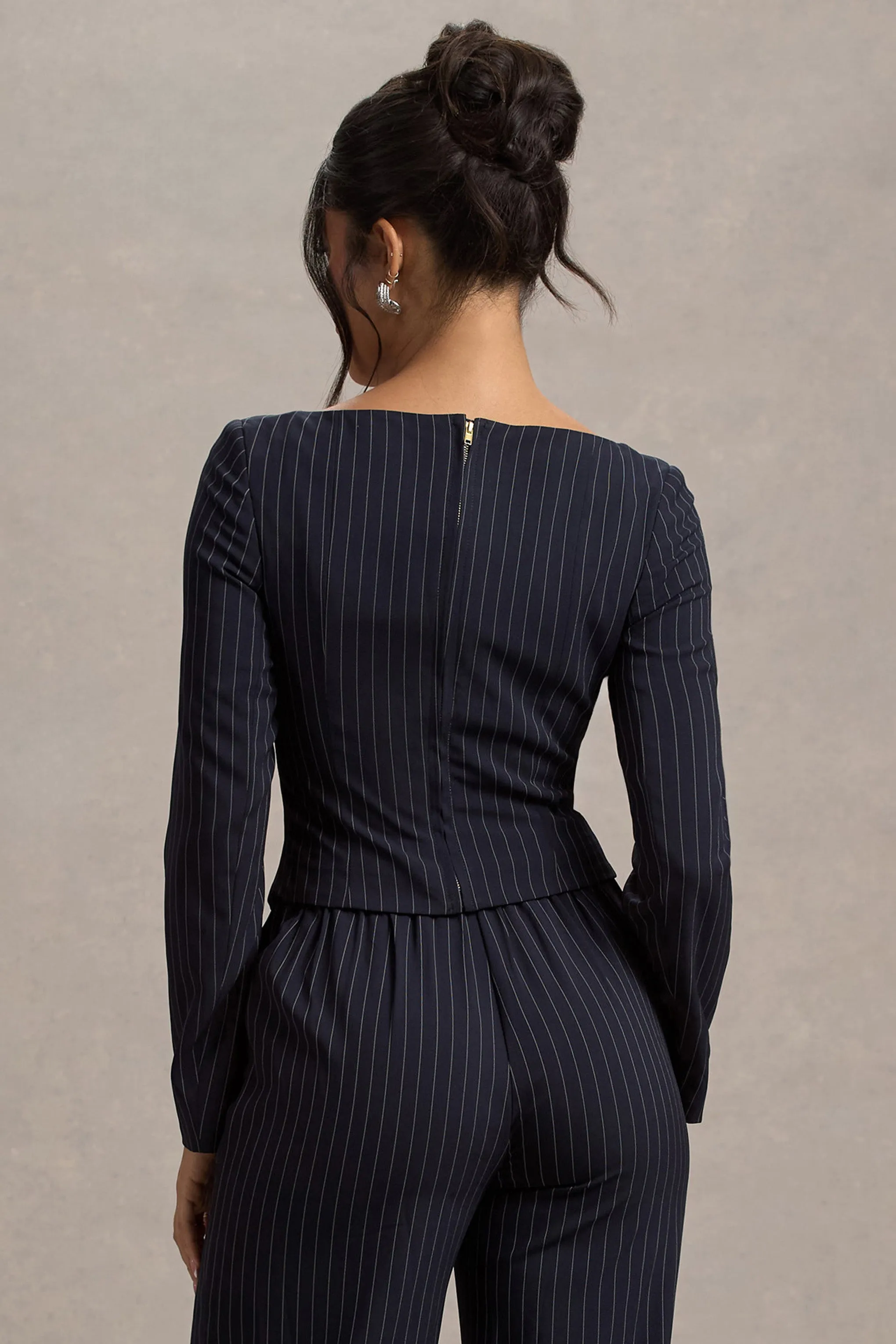 Los Angeles | Navy Pinstripe Tailored Top Club L London