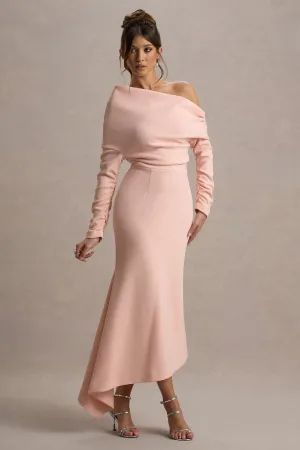 Lou | Pink One-Shoulder Asymmetric Maxi Dress Club L London