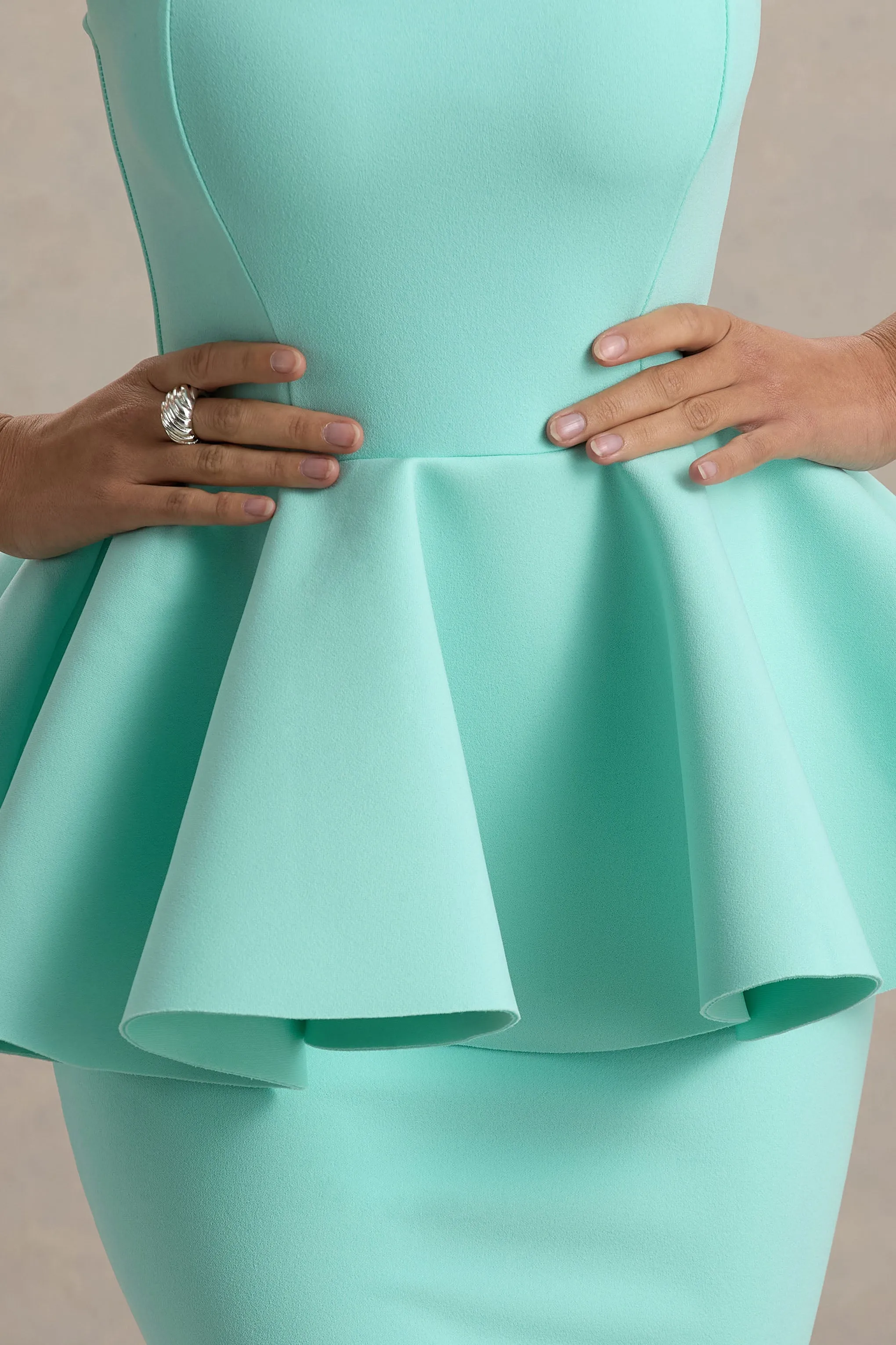 Louisiana | Mint Bandeau Peplum Maxi Dress Club L London