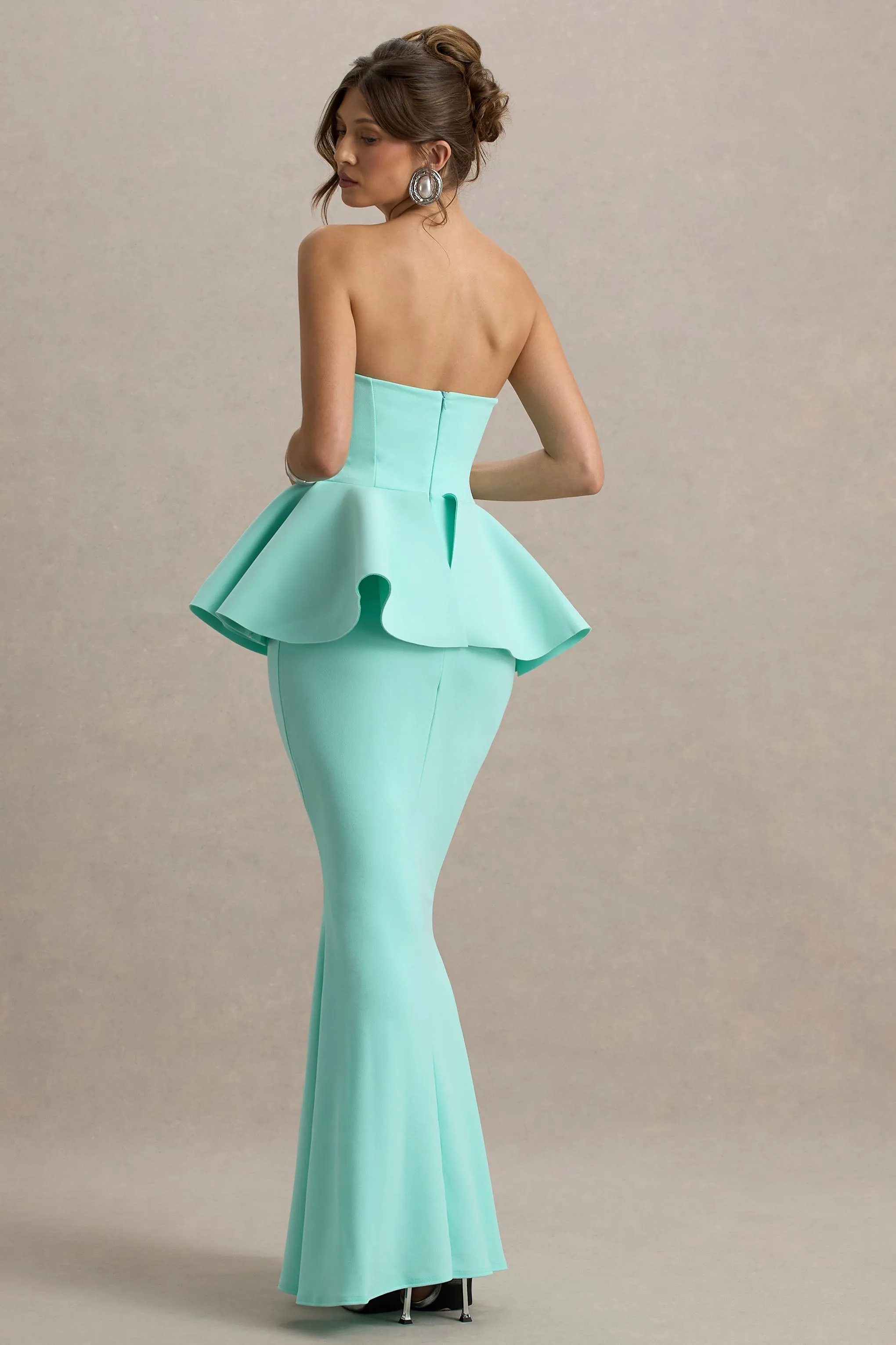 Louisiana | Mint Bandeau Peplum Maxi Dress Club L London