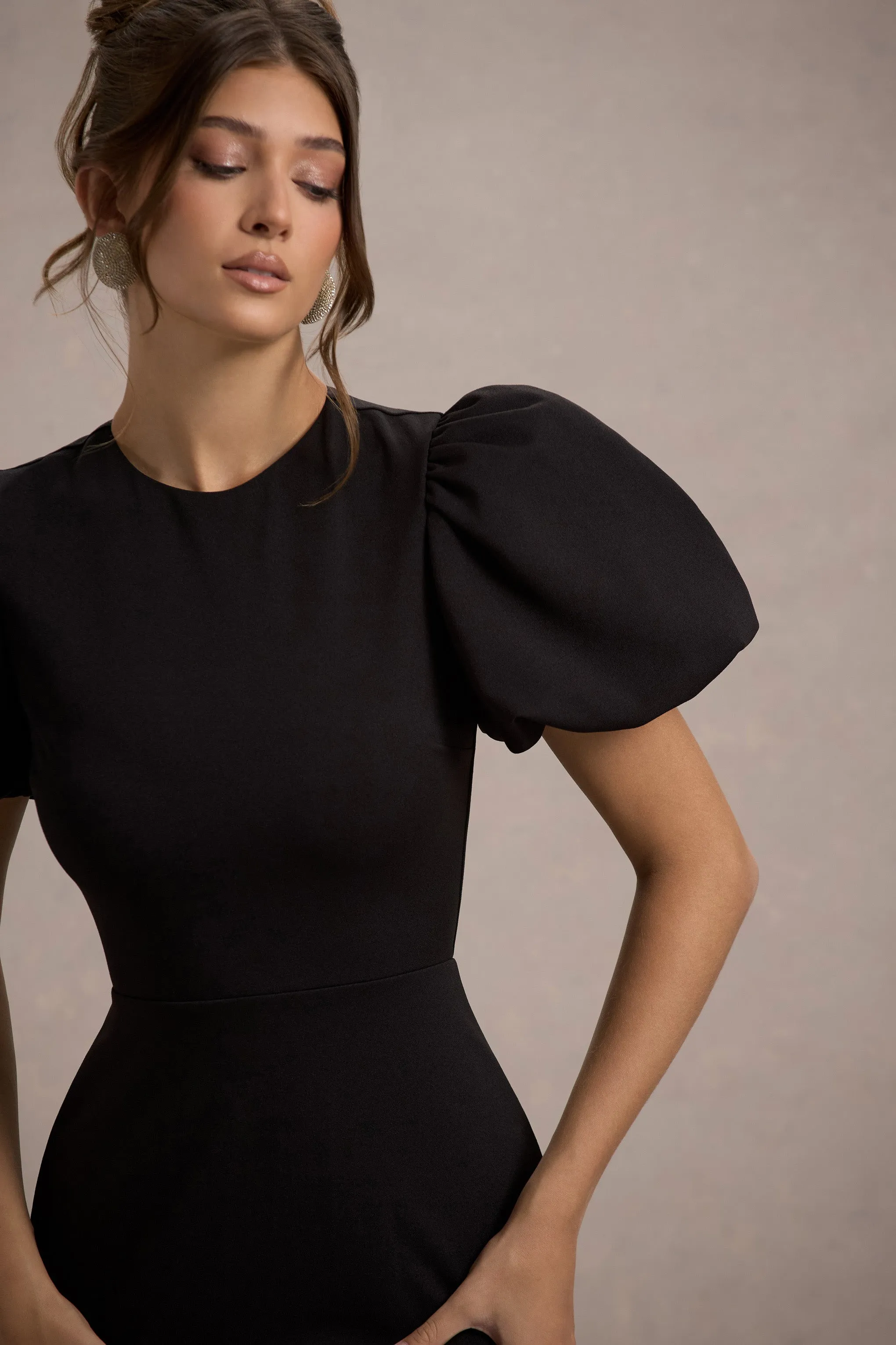 Love Letters | Black Puff-Sleeve Maxi Dress Club L London