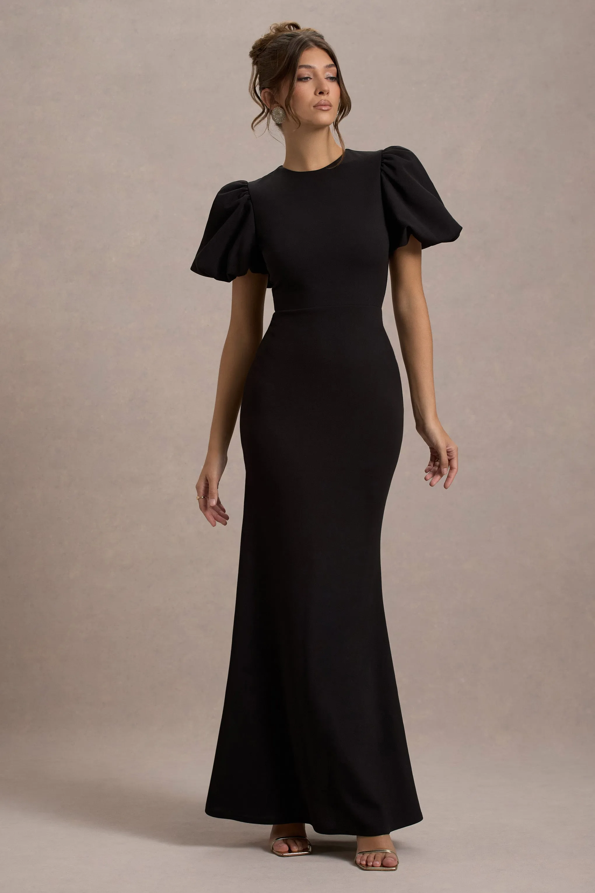 Love Letters | Black Puff-Sleeve Maxi Dress Club L London