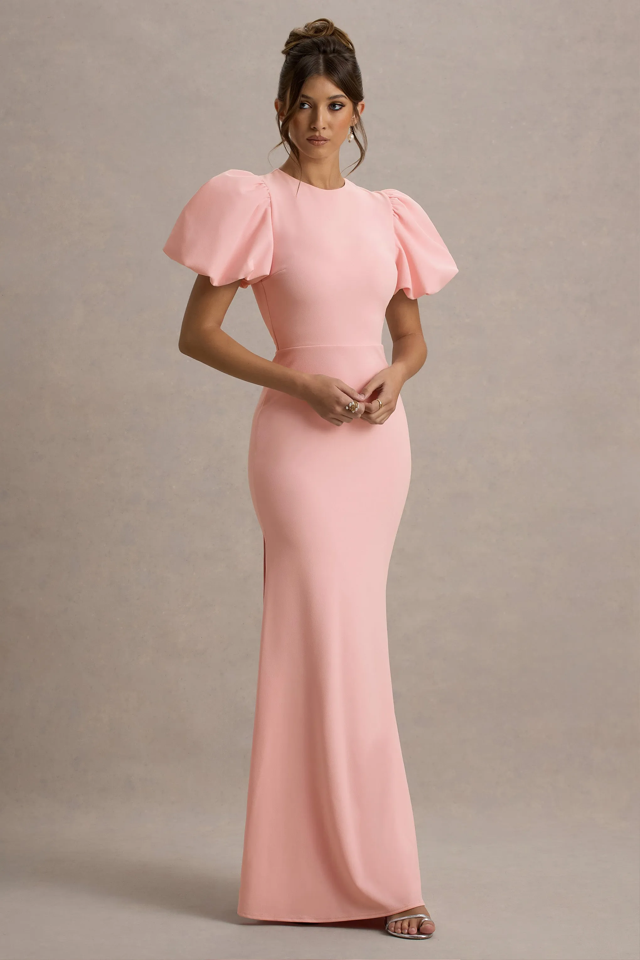 Love Letters | Pink Puff-Sleeve Maxi Dress Club L London
