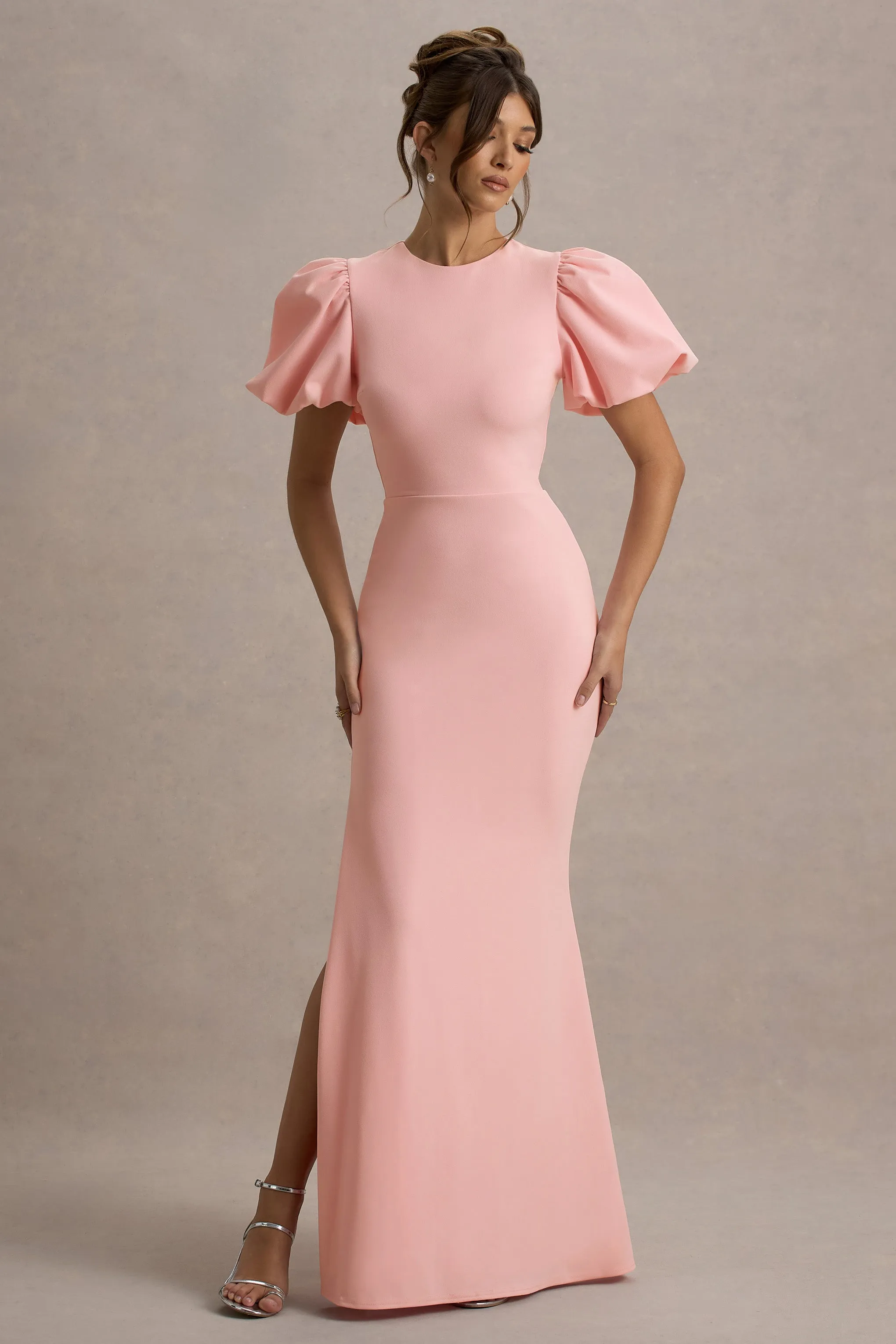 Love Letters | Pink Puff-Sleeve Maxi Dress Club L London