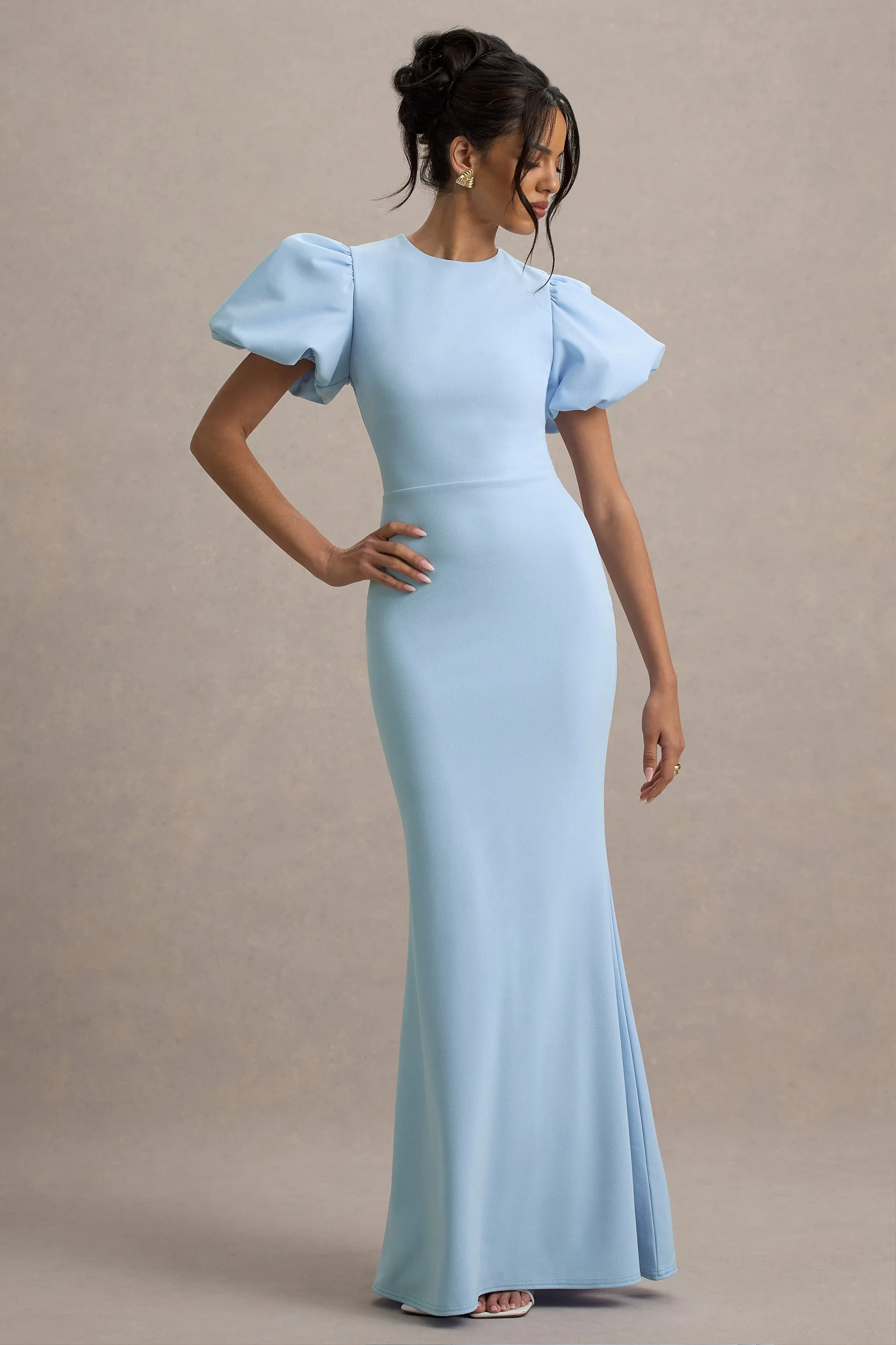 Love Letters | Powder Blue Puff-Sleeve Maxi Dress Club L London