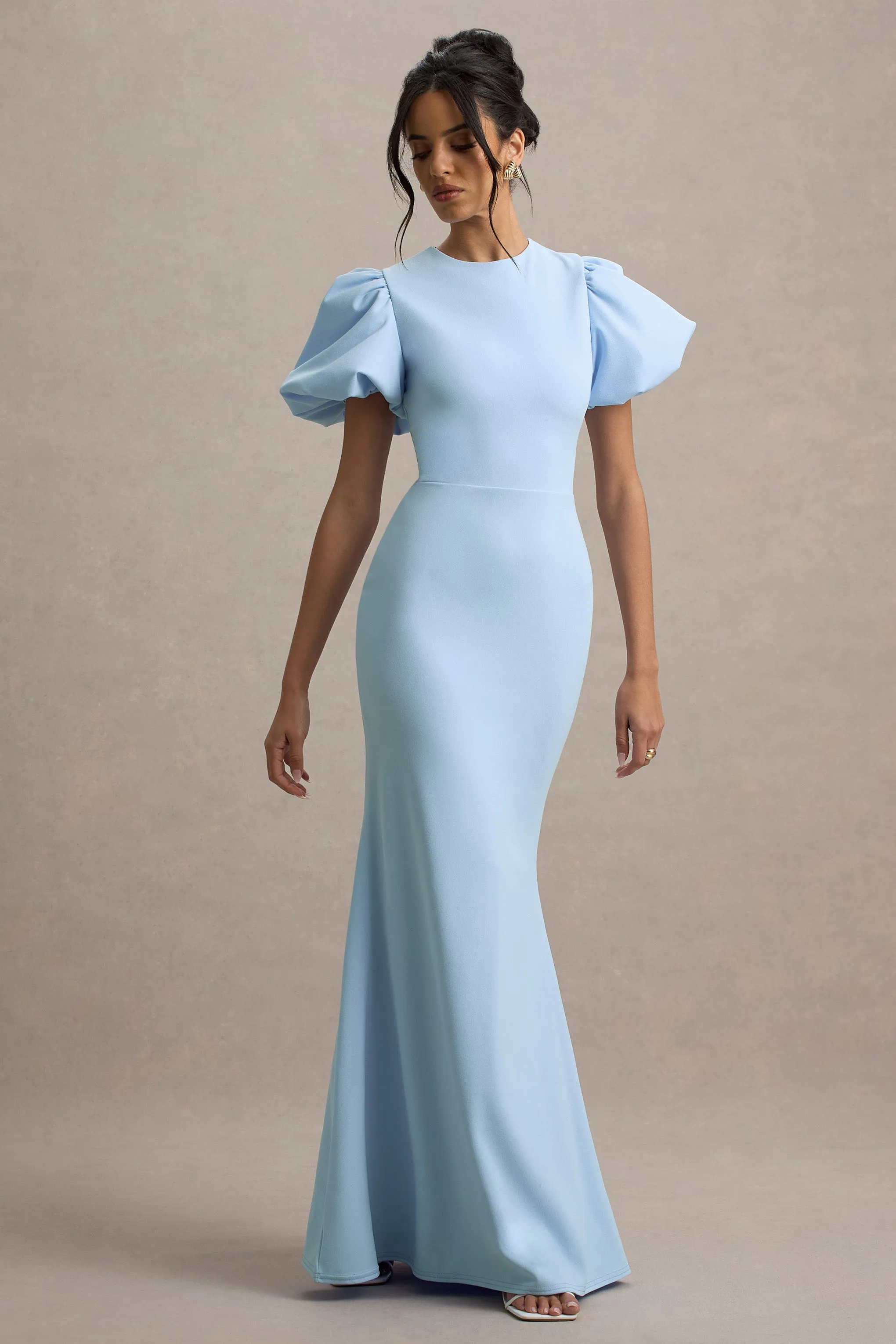 Love Letters | Powder Blue Puff-Sleeve Maxi Dress Club L London