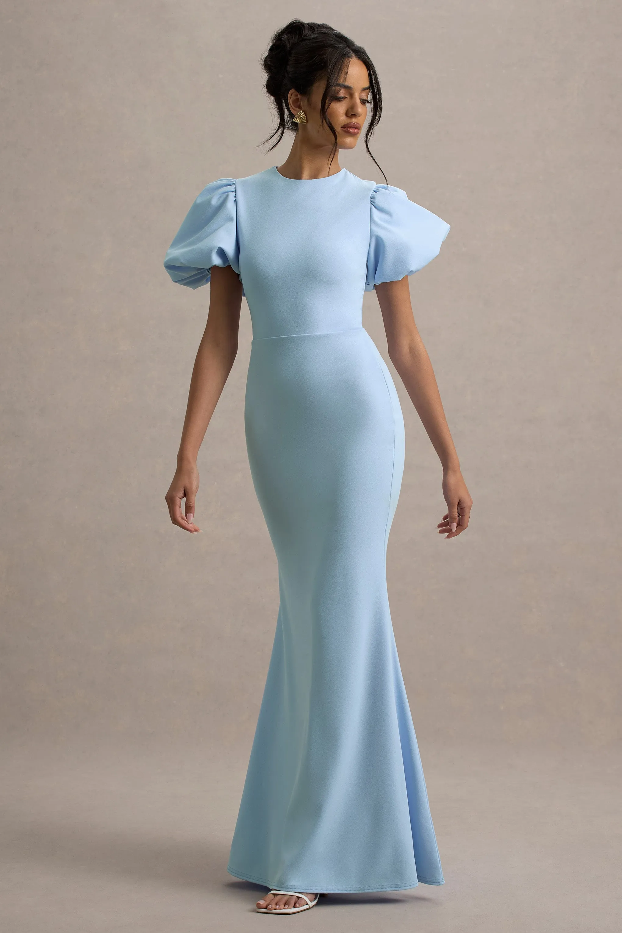 Love Letters | Powder Blue Puff-Sleeve Maxi Dress Club L London