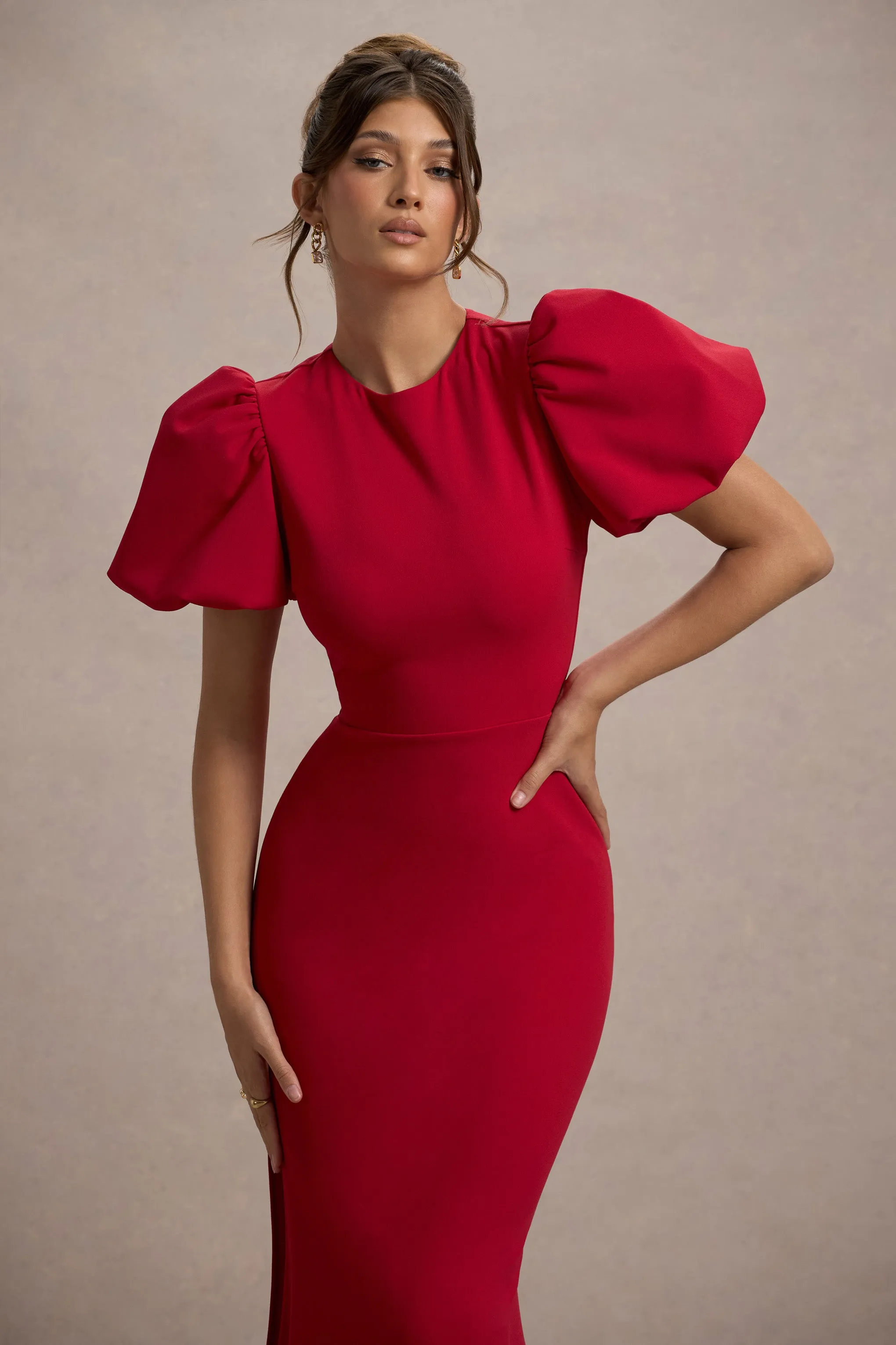 Love Letters | Red Puff-Sleeve Maxi Dress Club L London
