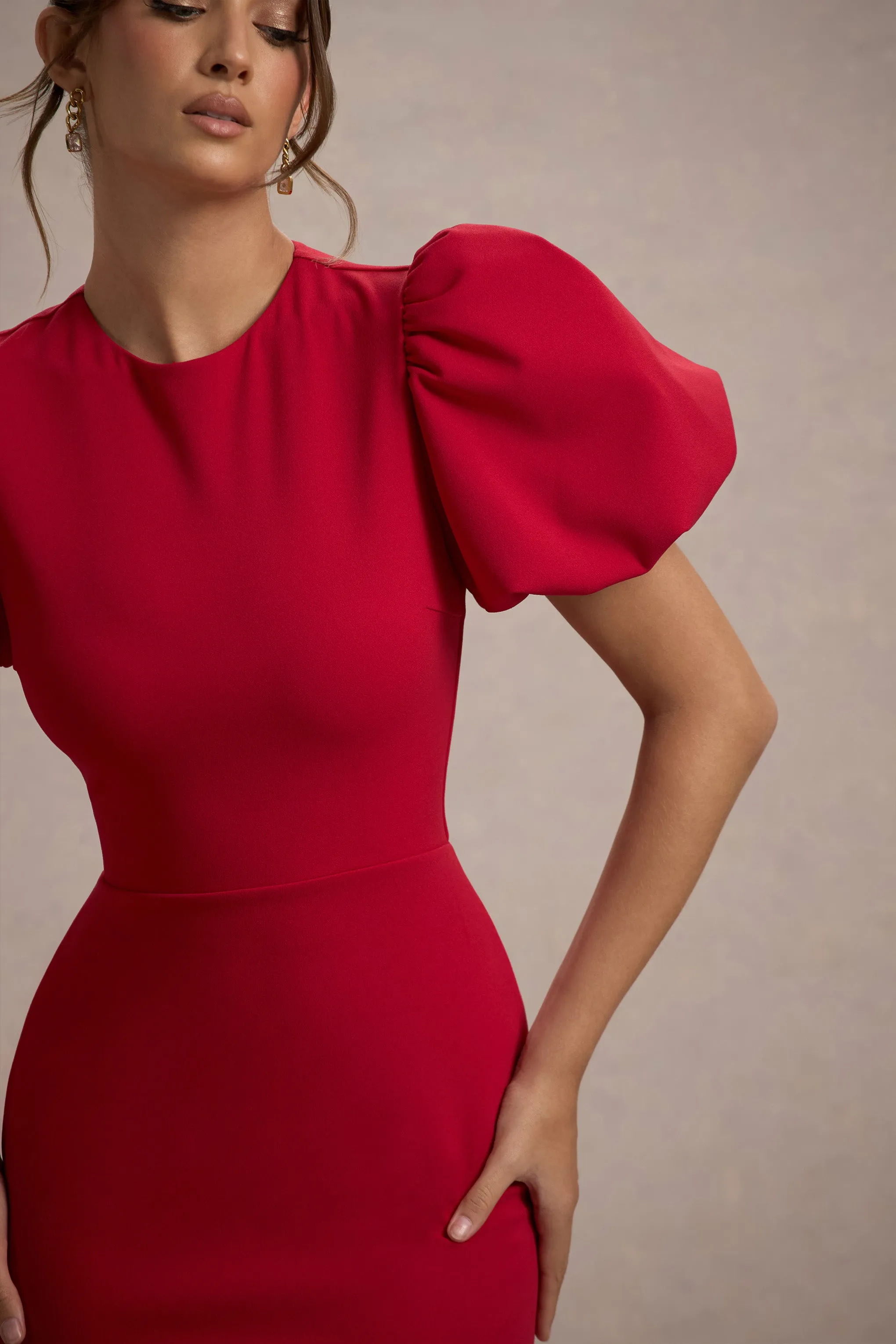 Love Letters | Red Puff-Sleeve Maxi Dress Club L London