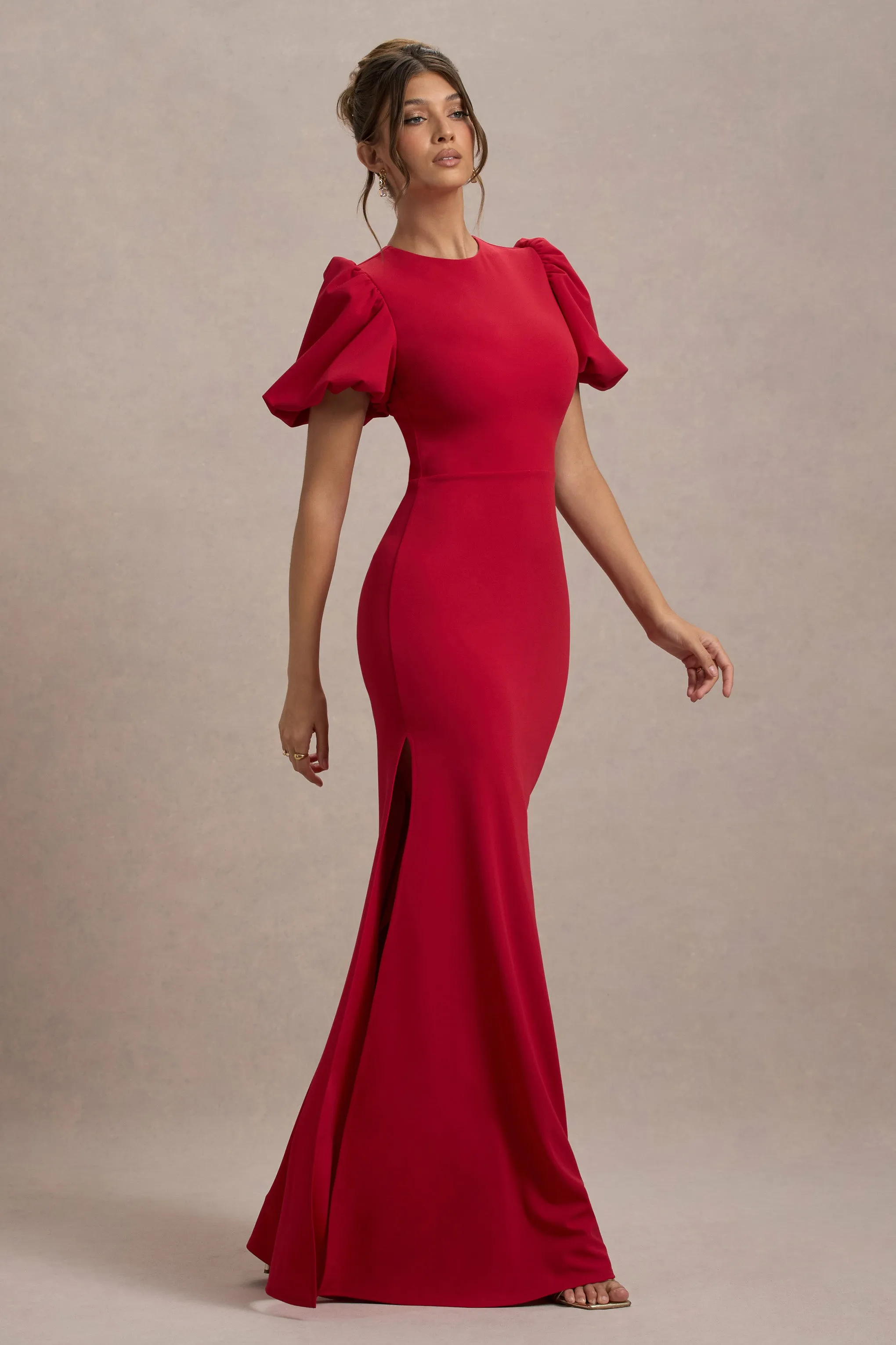 Love Letters | Red Puff-Sleeve Maxi Dress Club L London