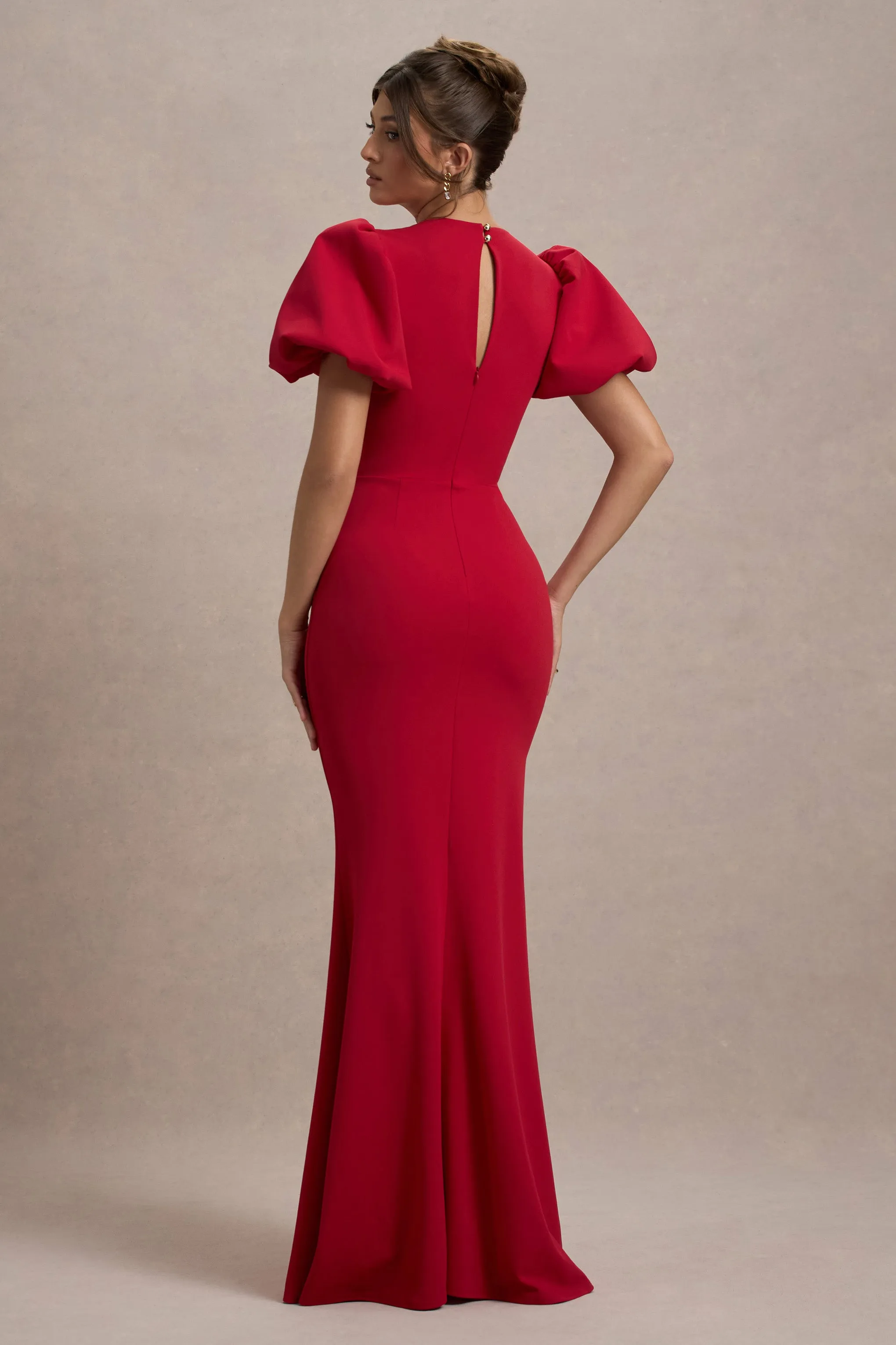 Love Letters | Red Puff-Sleeve Maxi Dress Club L London