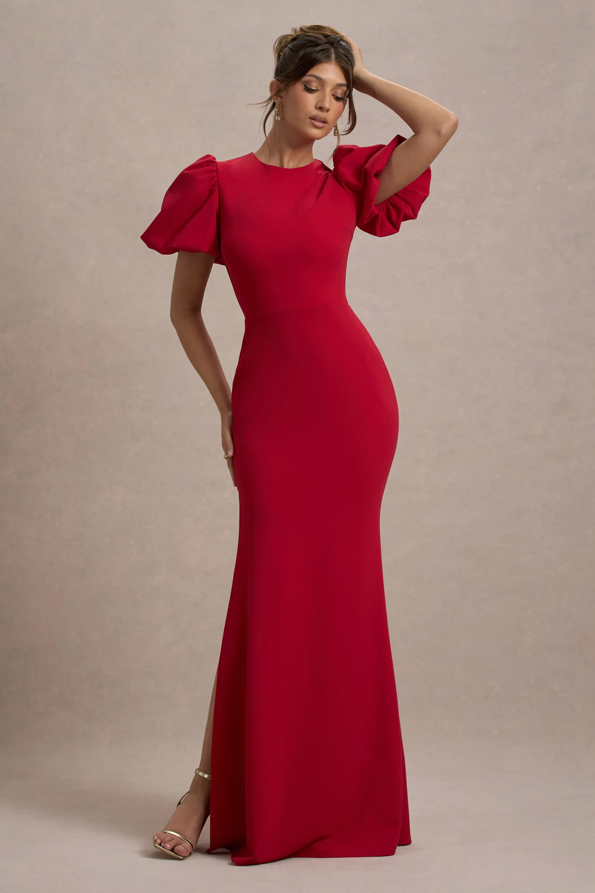 Love Letters | Red Puff-Sleeve Maxi Dress Club L London
