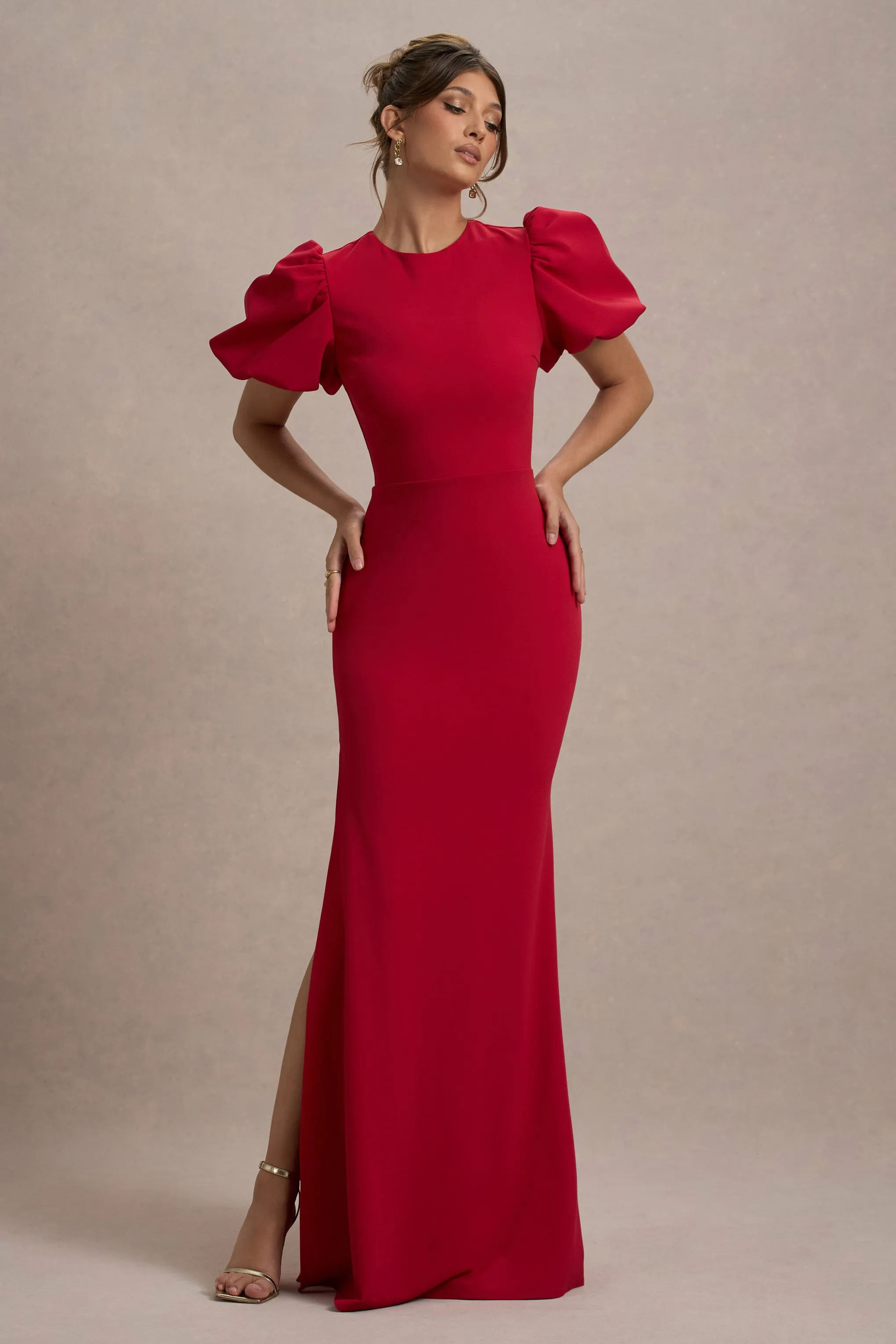 Love Letters | Red Puff-Sleeve Maxi Dress Club L London