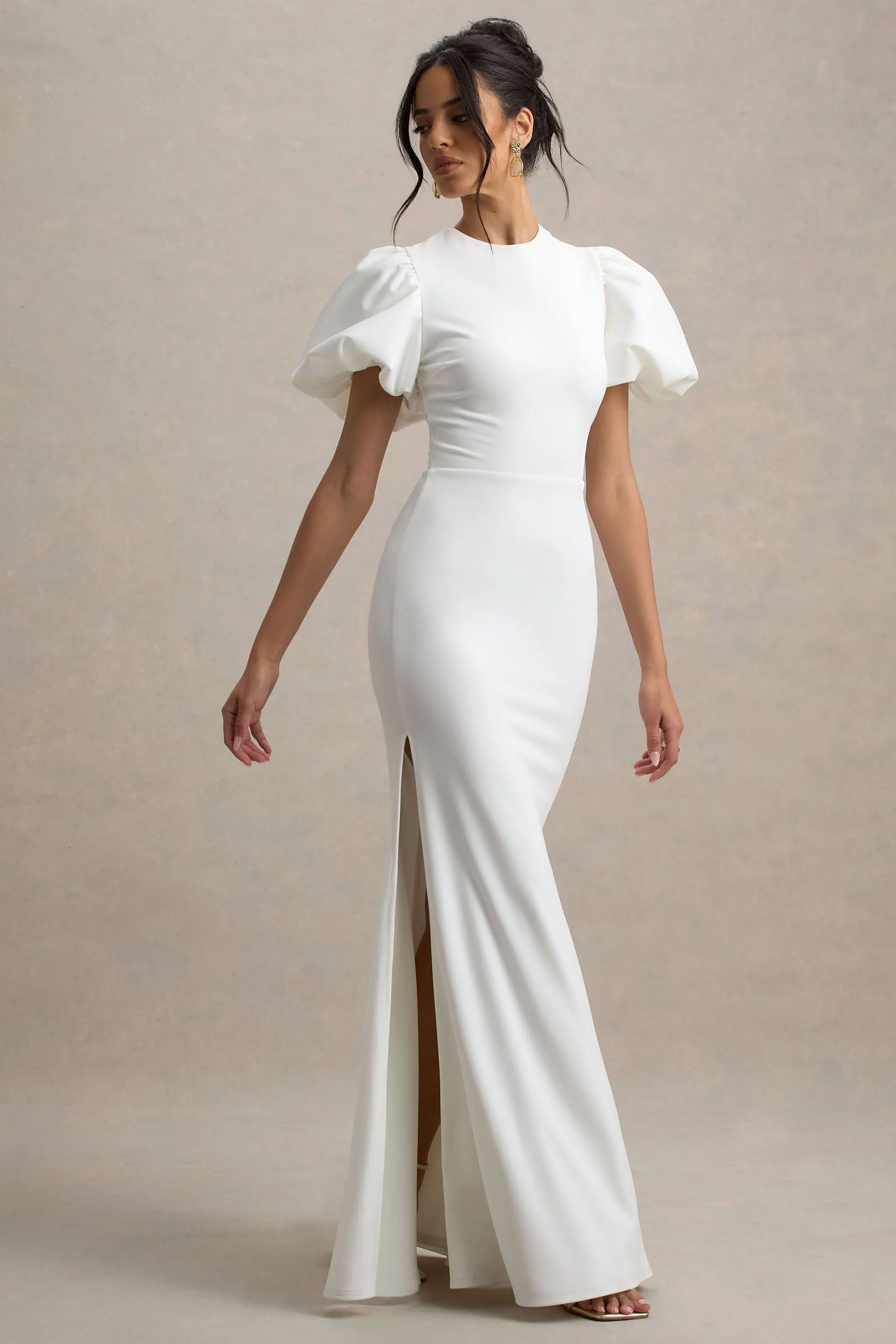 Love Letters | White Puff-Sleeve Maxi Dress Club L London