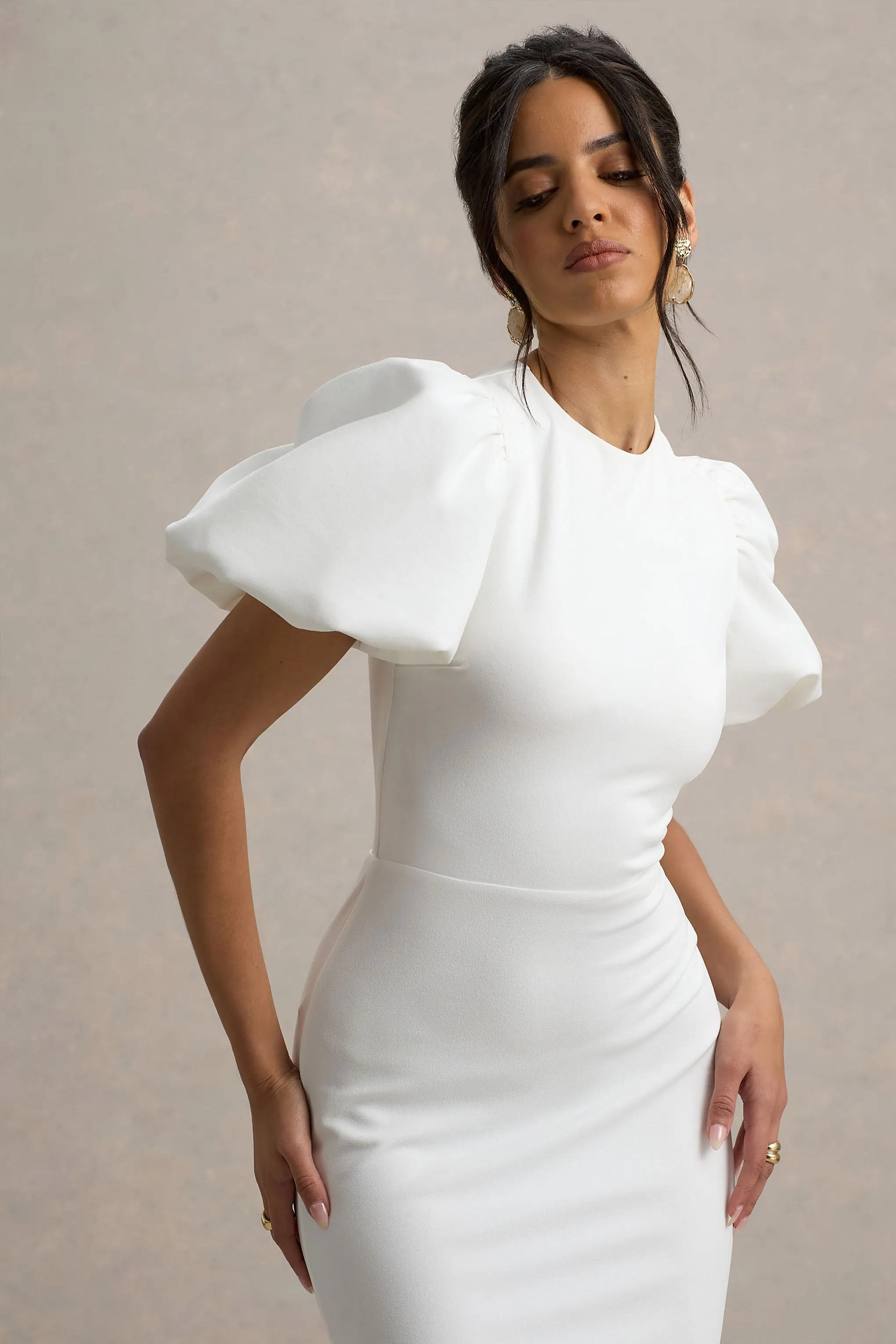 Love Letters | White Puff-Sleeve Maxi Dress Club L London