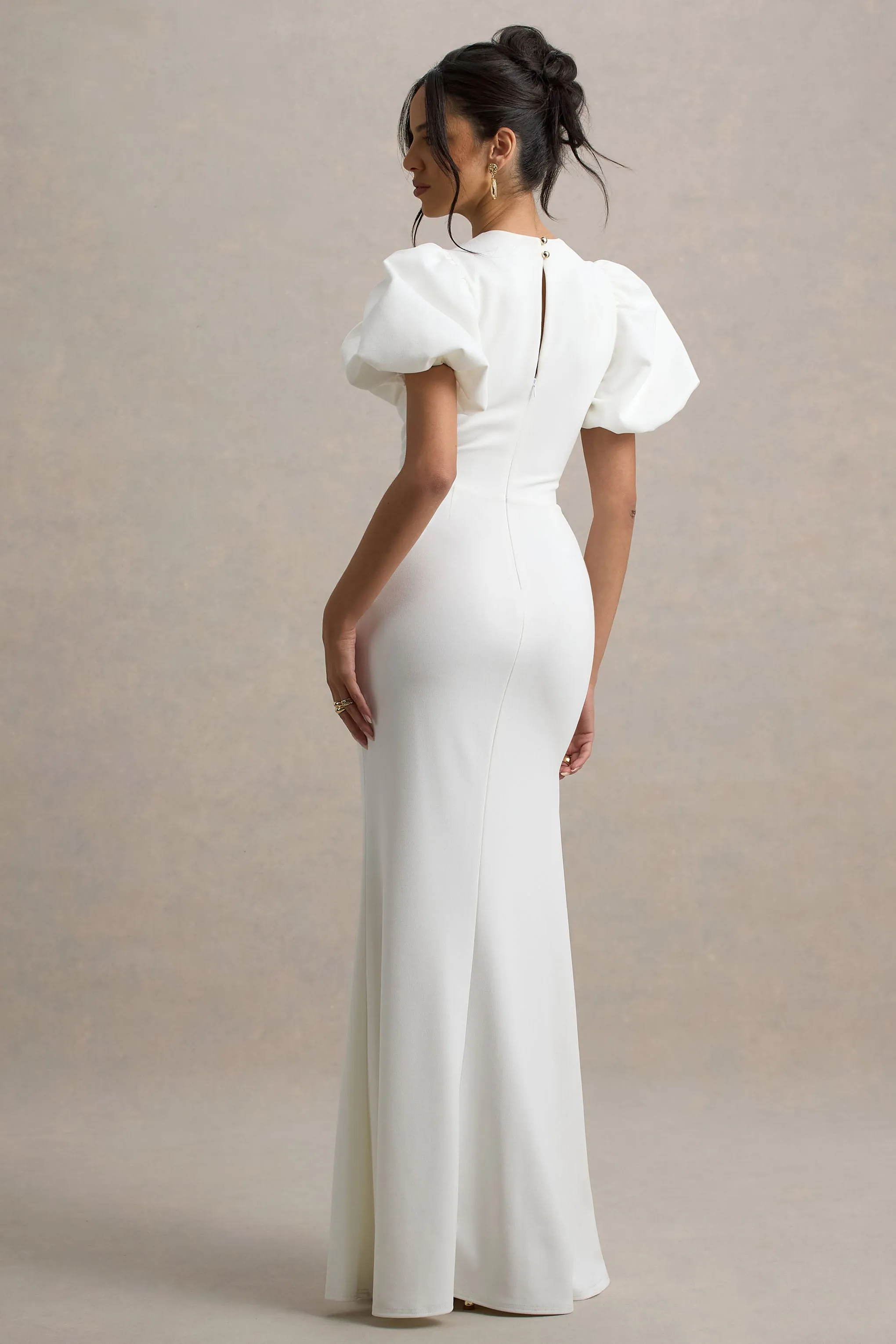 Love Letters | White Puff-Sleeve Maxi Dress Club L London