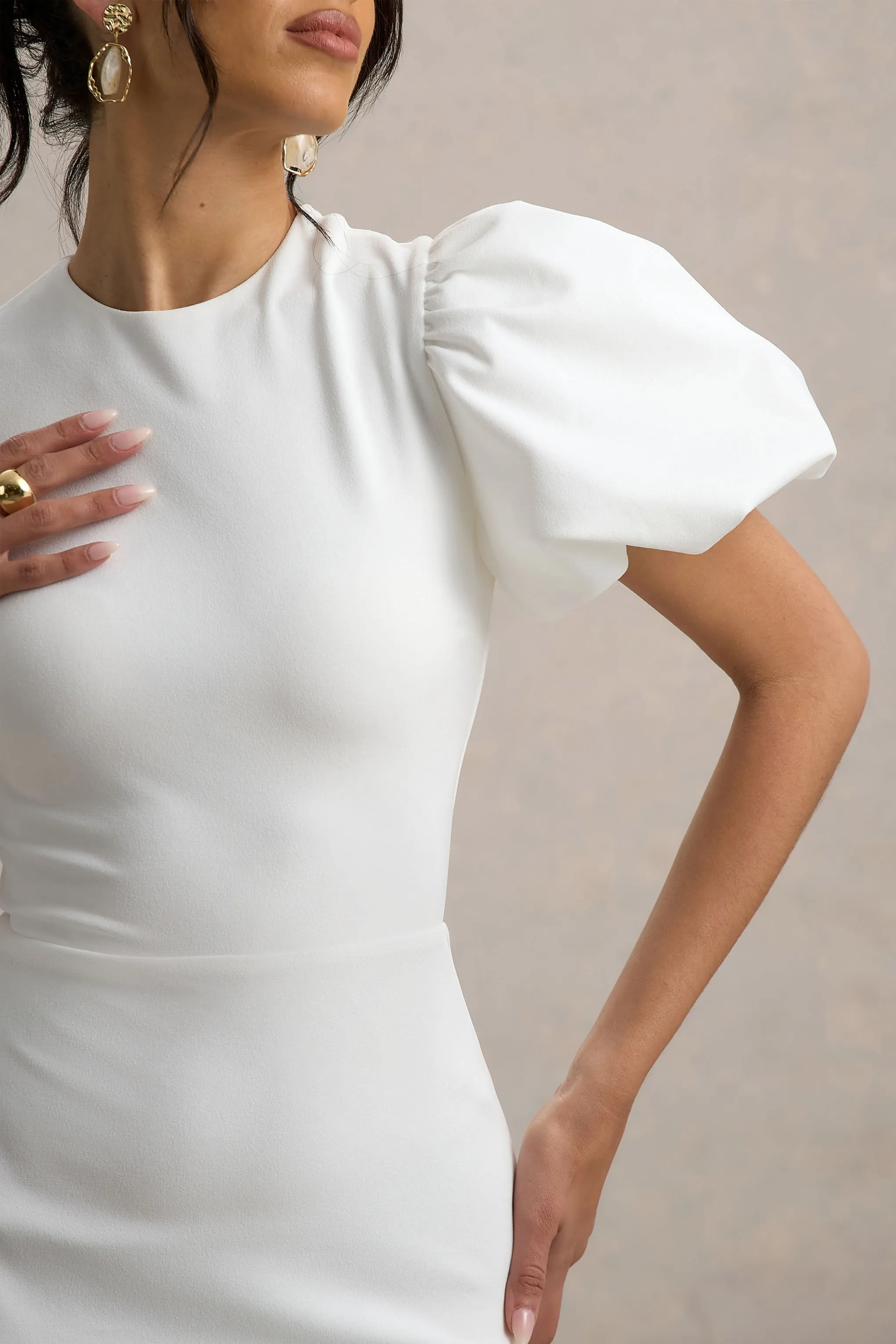Love Letters | White Puff-Sleeve Maxi Dress Club L London