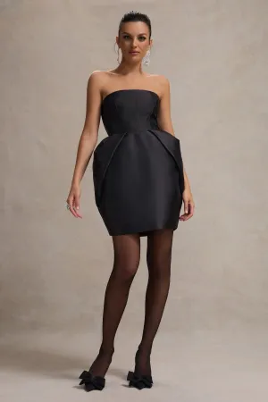 Lovebug | Black Bandeau Mini Dress With Tulip Skirt Club L London