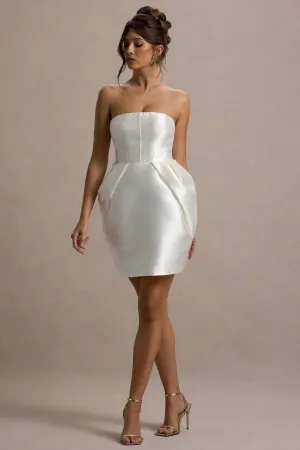 Lovebug | Ivory Bandeau Mini Dress With Tulip Skirt Club L London