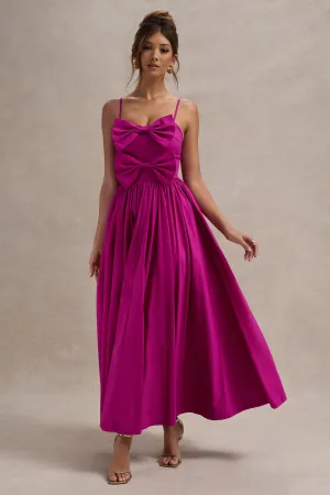 Loved Up | Fuschia Pink Strappy Pleated Maxi Dress With Bows Club L London