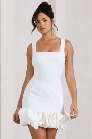 Lucy | White Strappy Mini Dress With Ruffle Trim Club L London