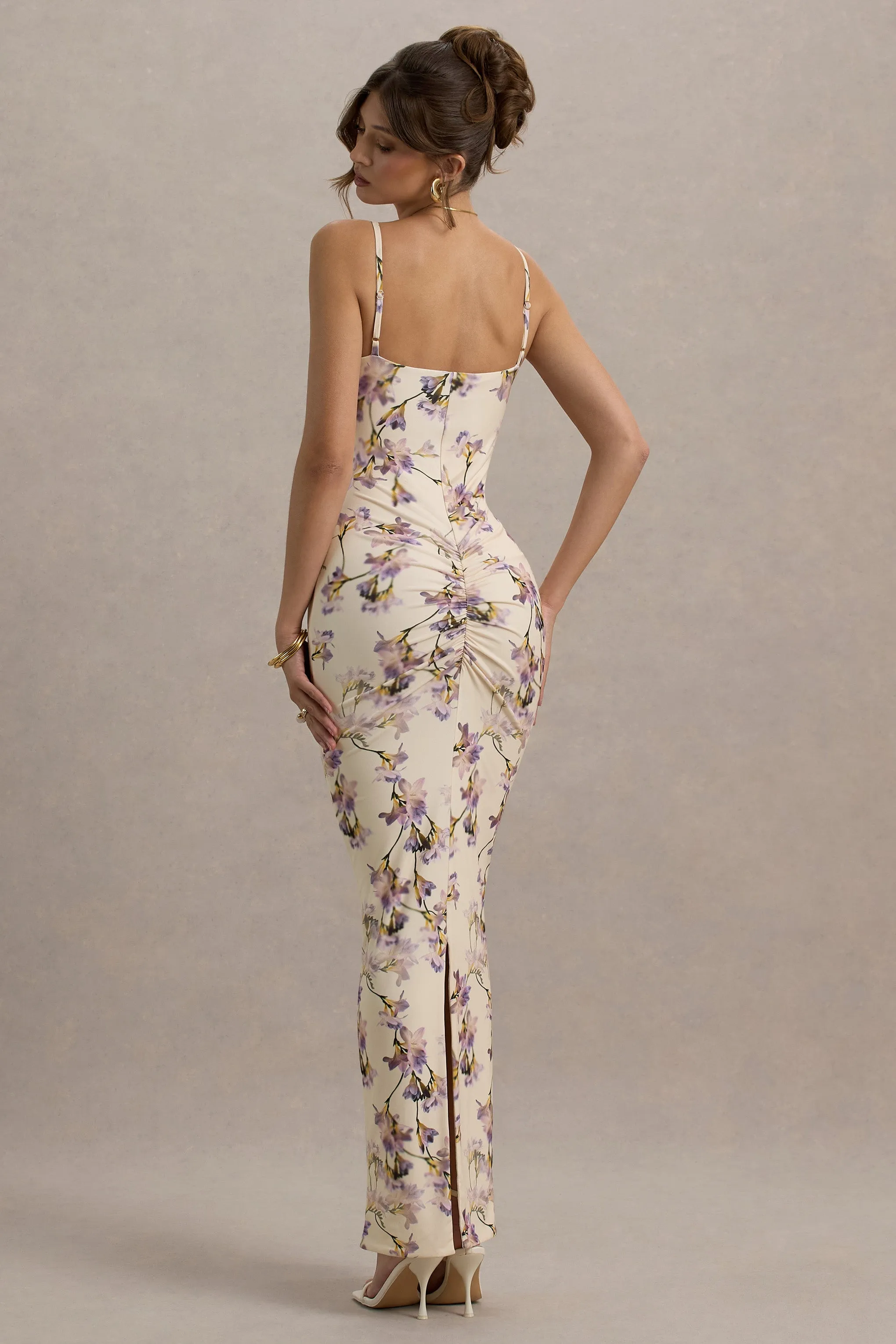 Luz | Lemon Floral Print Strappy Maxi Dress Club L London