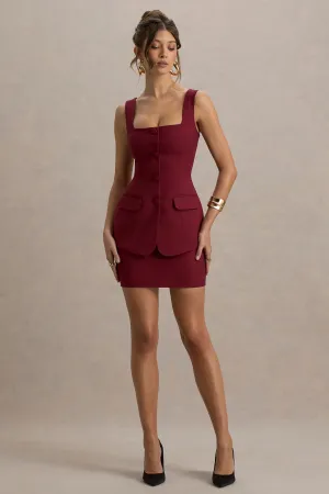 Maci | Berry Tailored Square-Neck Mini Dress Club L London