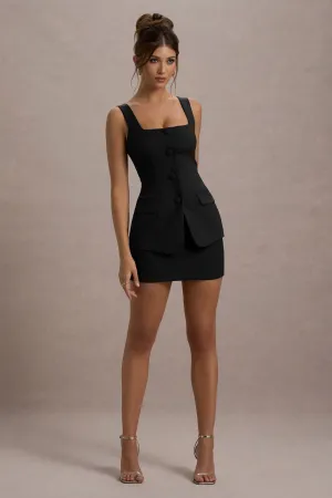 Maci | Black Tailored Square-Neck Mini Dress Club L London
