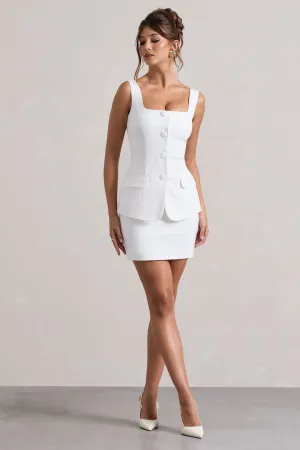 Maci | White Tailored Square-Neck Mini Dress Club L London