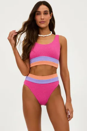 Mackenzie Top Coral Bay Colorblock Shine Scrunch Beach Riot