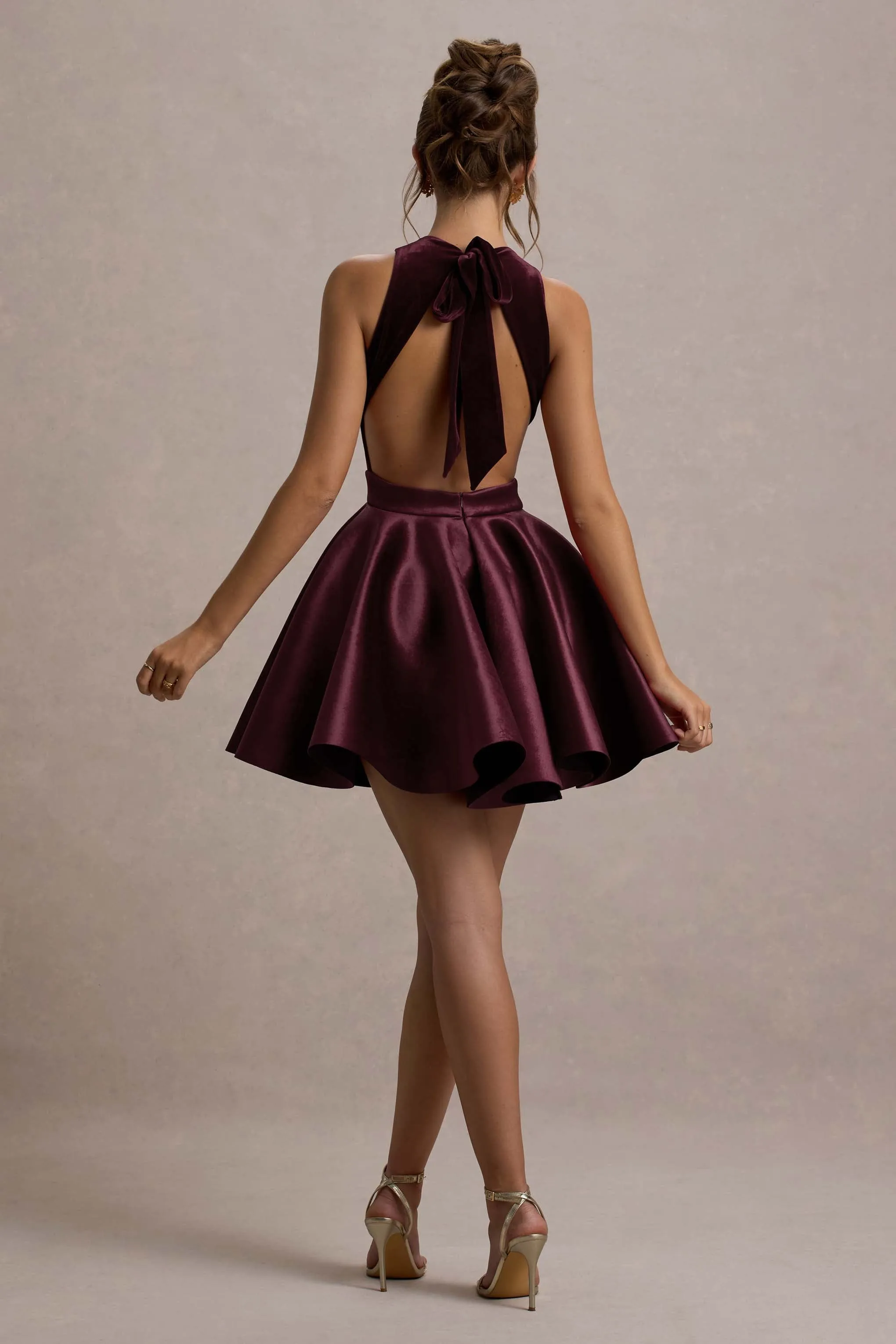 Mackie | Port Velvet Sleeveless Skater Mini Dress Club L London
