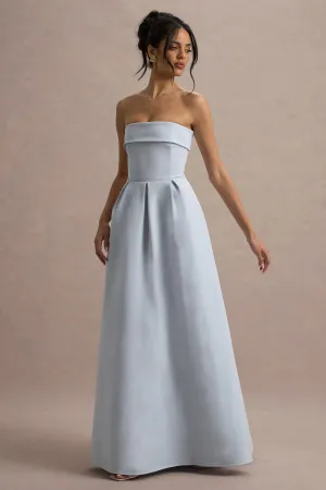 Maddalena | Powder Blue Bandeau Skater Maxi Dress Club L London