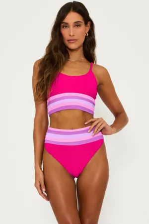Mae Top Raspberry Colorblock Beach Riot