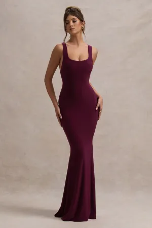 Mahina | Burgundy Square-Neck Maxi Dress Club L London