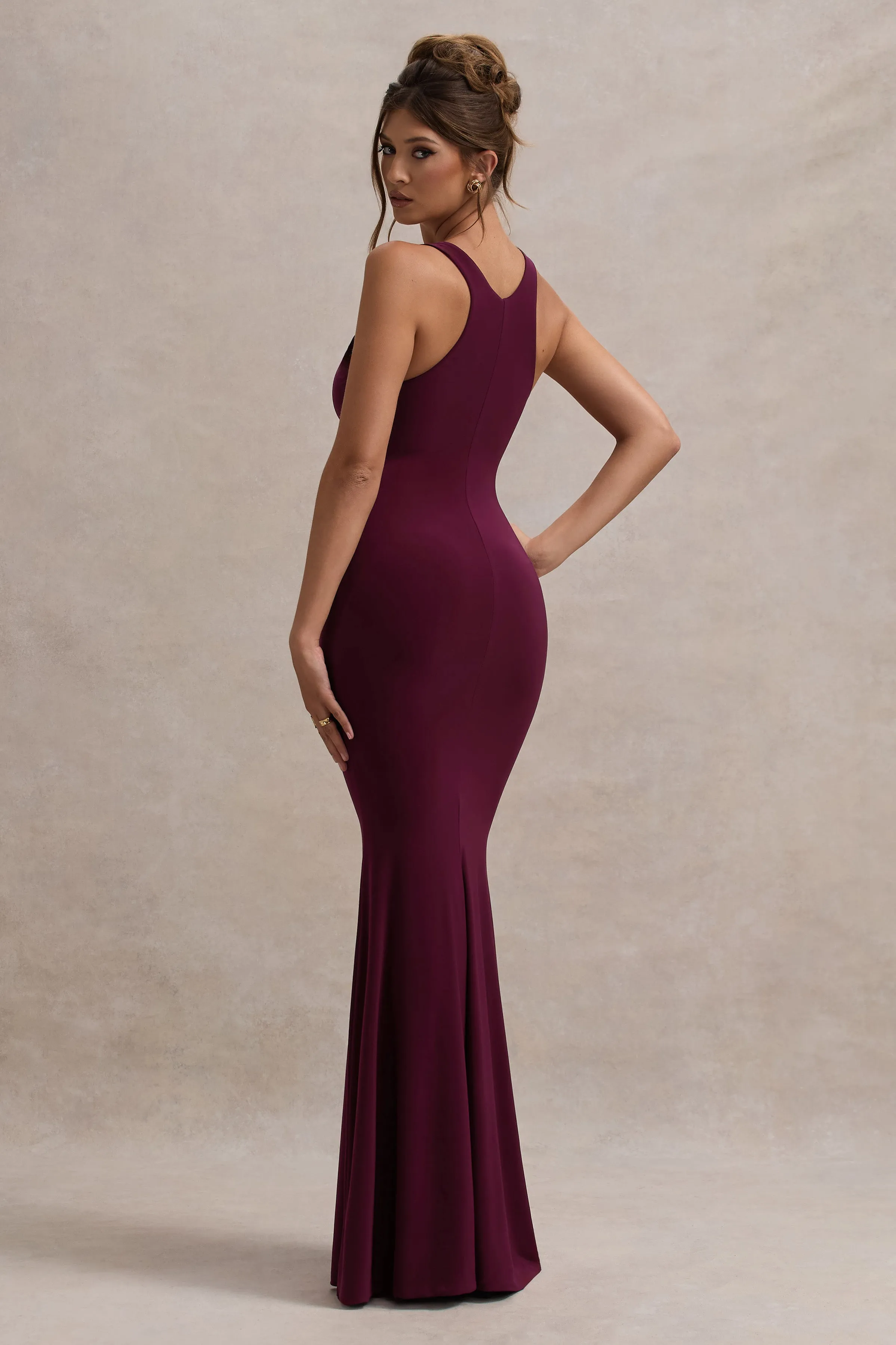 Mahina | Burgundy Square-Neck Maxi Dress Club L London