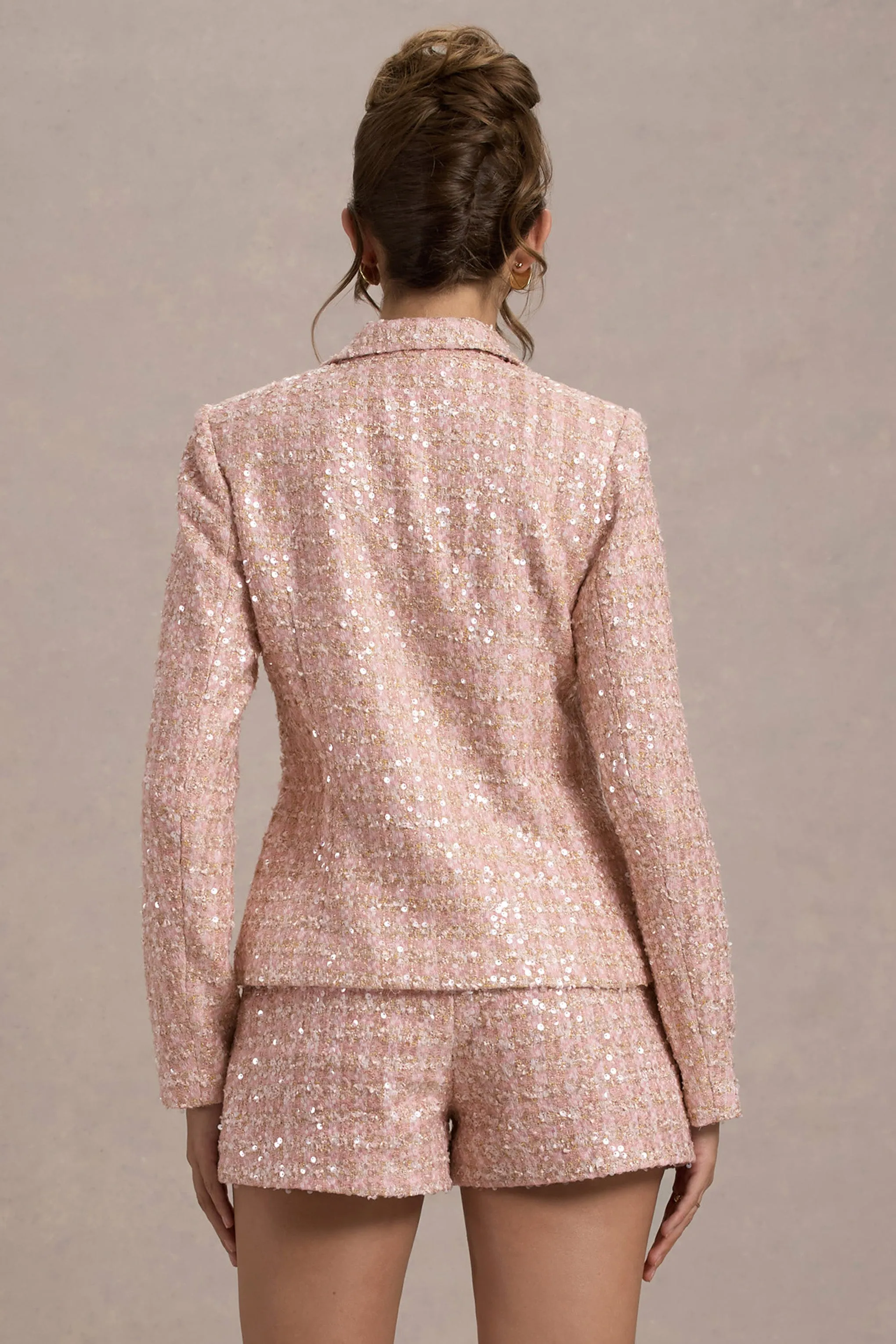 Marena | Pink Boucle Tailored Blazer Club L London