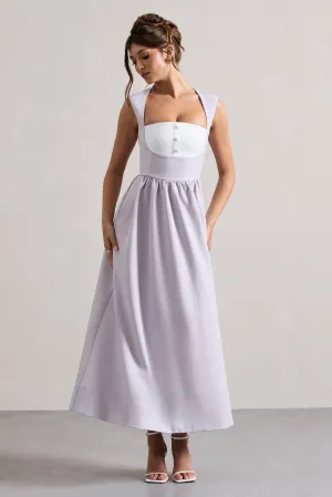 Maybelle | Mauve Square-Neck Corset Skater Maxi Dress Club L London