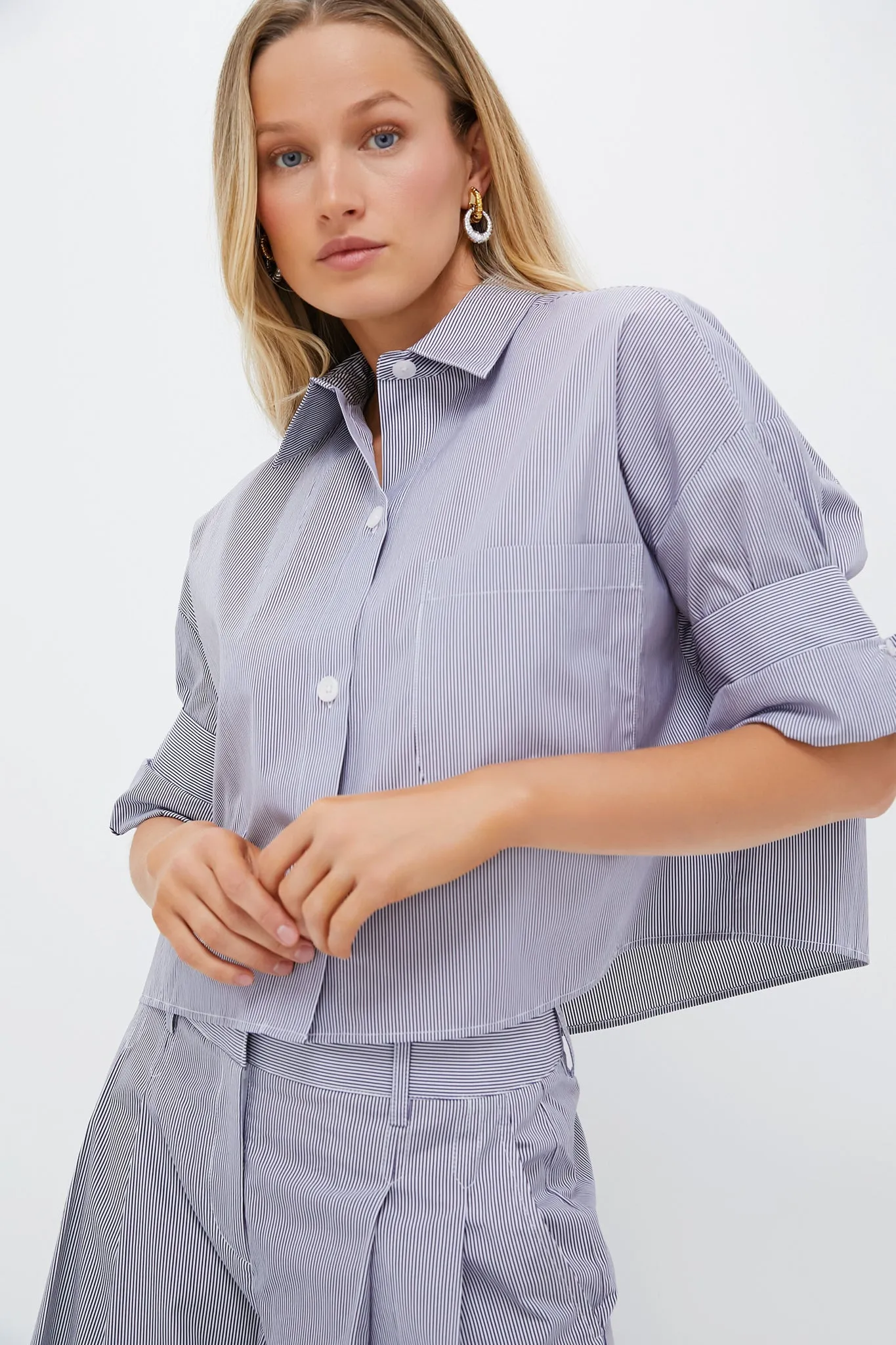 Midnight and White Striped Next Ex Shirt