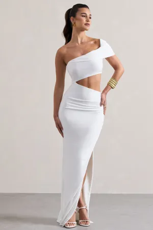 Milos | White One-Shoulder Cut-Out Maxi Dress With Split Club L London