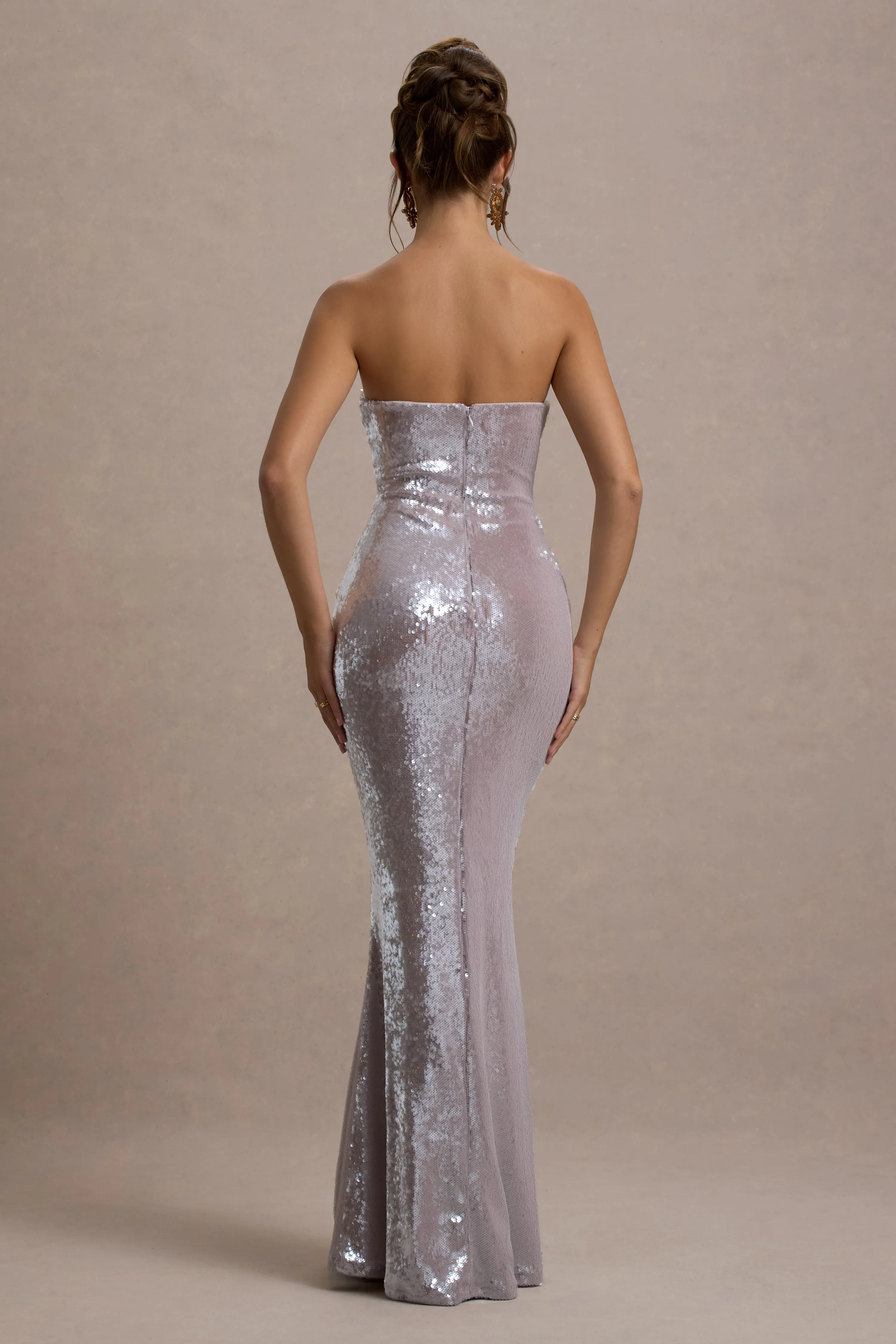 Moonstone | Lilac Sequin Bandeau Maxi Dress Club L London