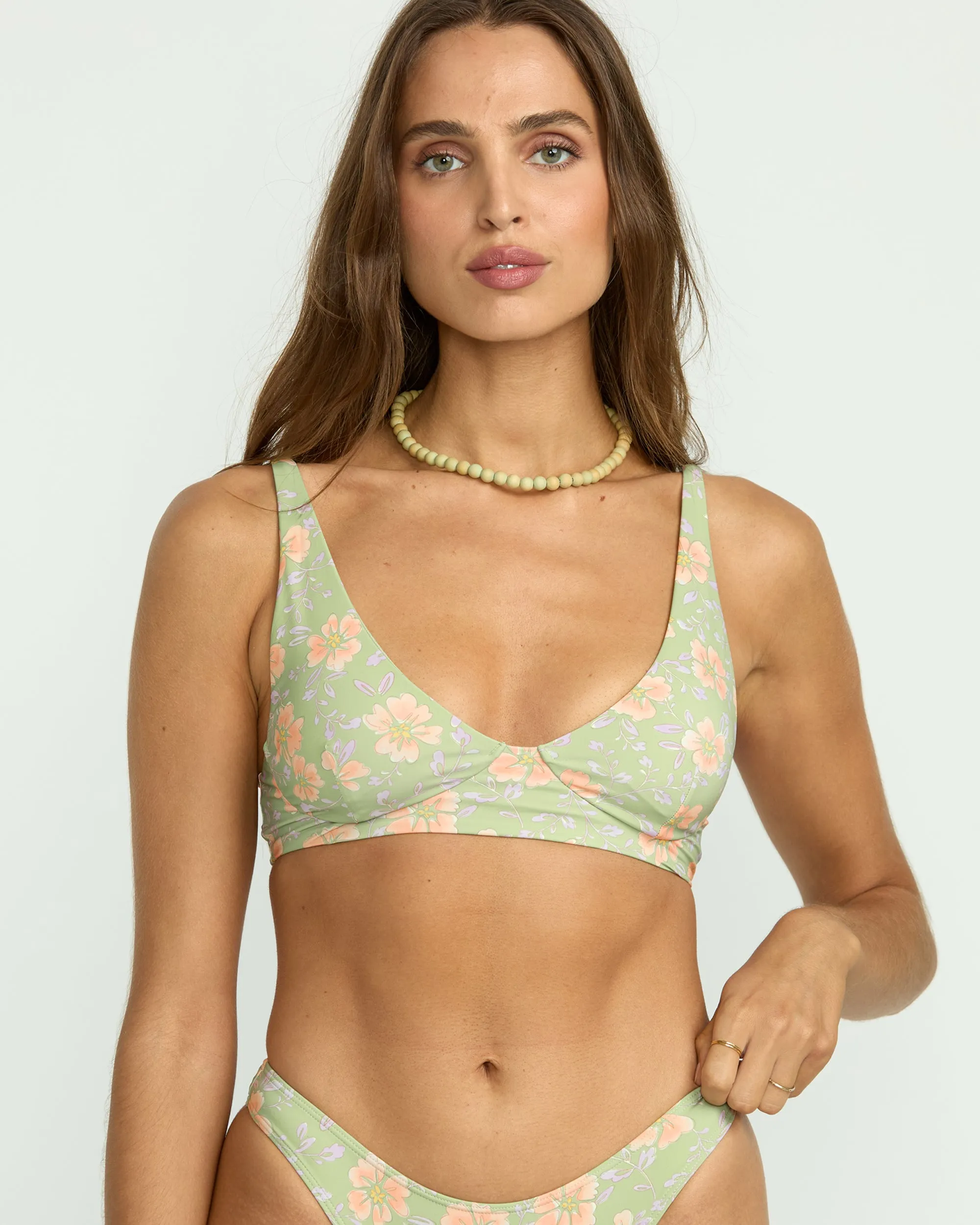 More To Sea Cami Plunge Bikini Top - Pistachio Billabong