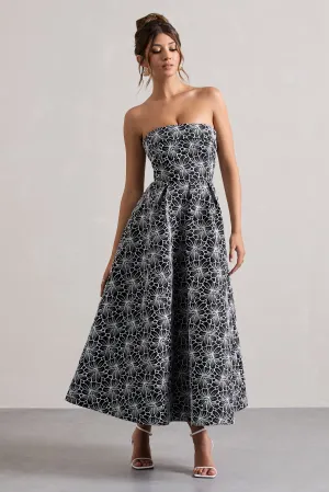 Myleen | Black Lace Strapless Midi Dress Club L London