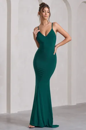 Naya | Bottle Green Strappy V-Neck Maxi Dress Club L London