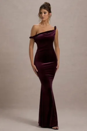 Neeka | Port Velvet Twisted Asymmetric Maxi Dress Club L London