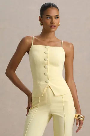 Nellie | Lemon Tailored Button-Up Top Club L London
