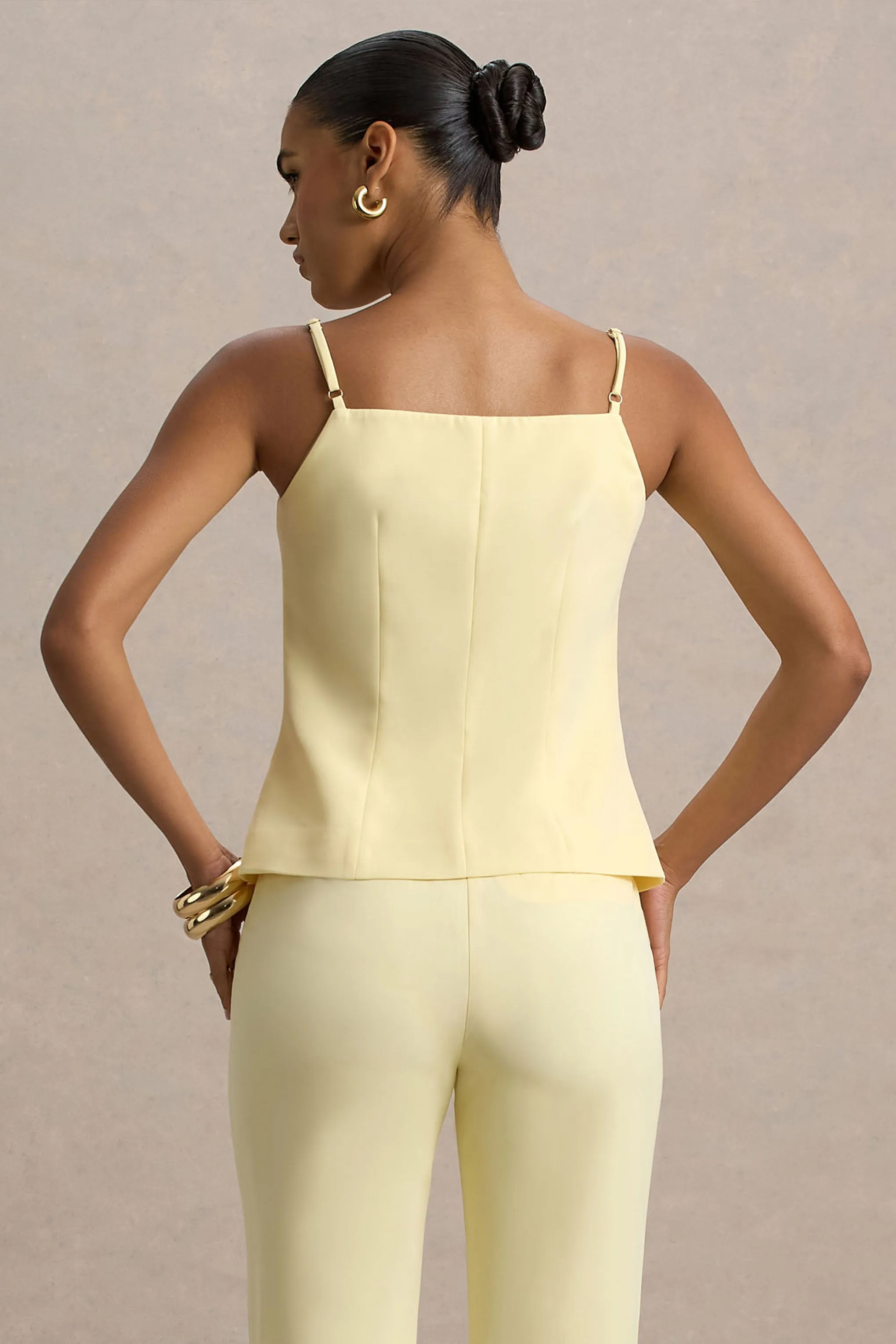 Nellie | Lemon Tailored Button-Up Top Club L London