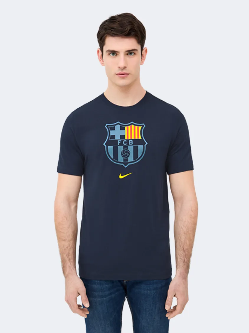 Nike Crest Navy Bar&#231;a Men Football T-Shirt Navy