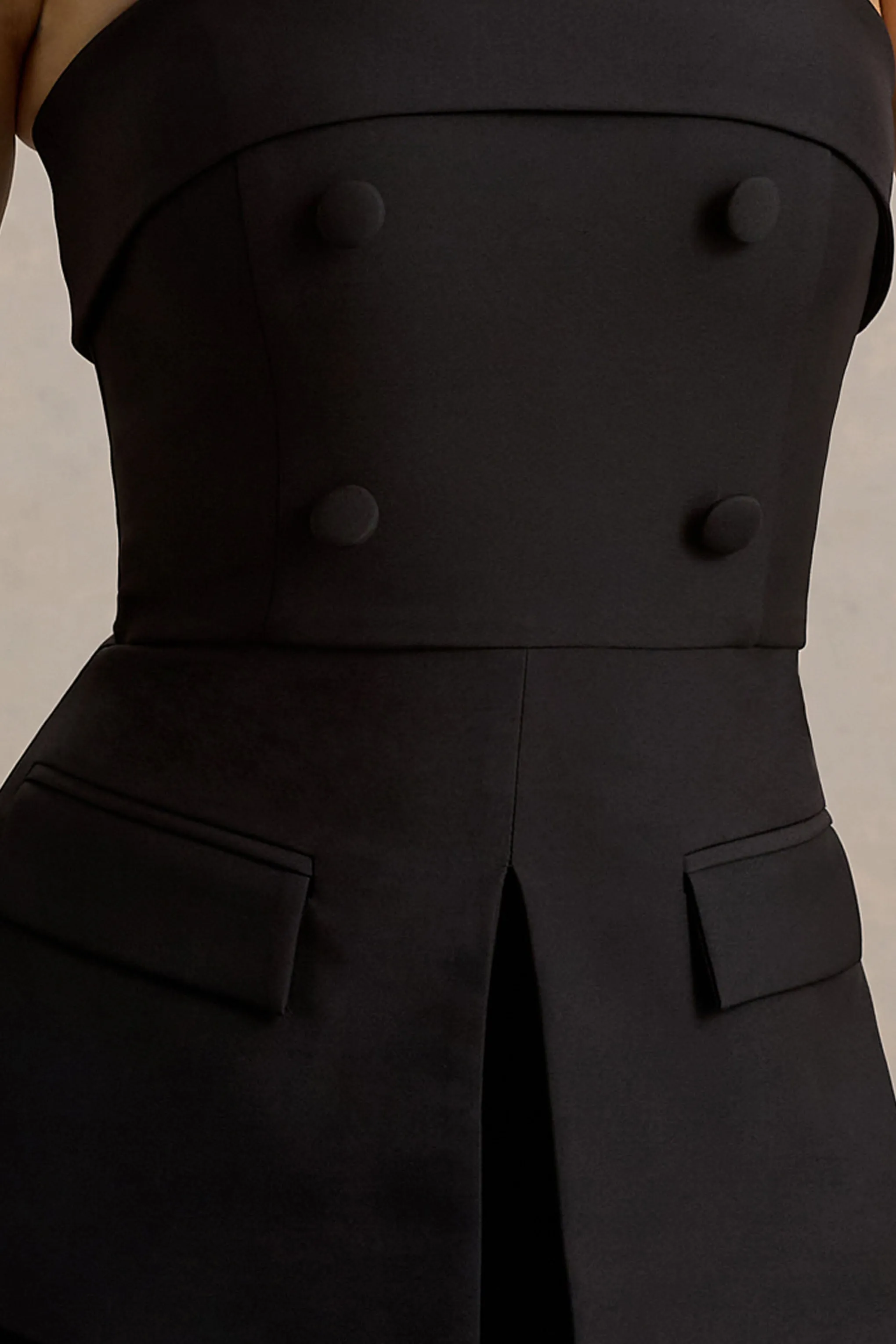 Noemi | Black Bandeau Tailored Jumpsuit Club L London