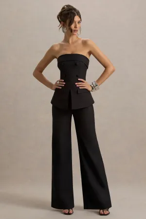 Noemi | Black Bandeau Tailored Jumpsuit Club L London
